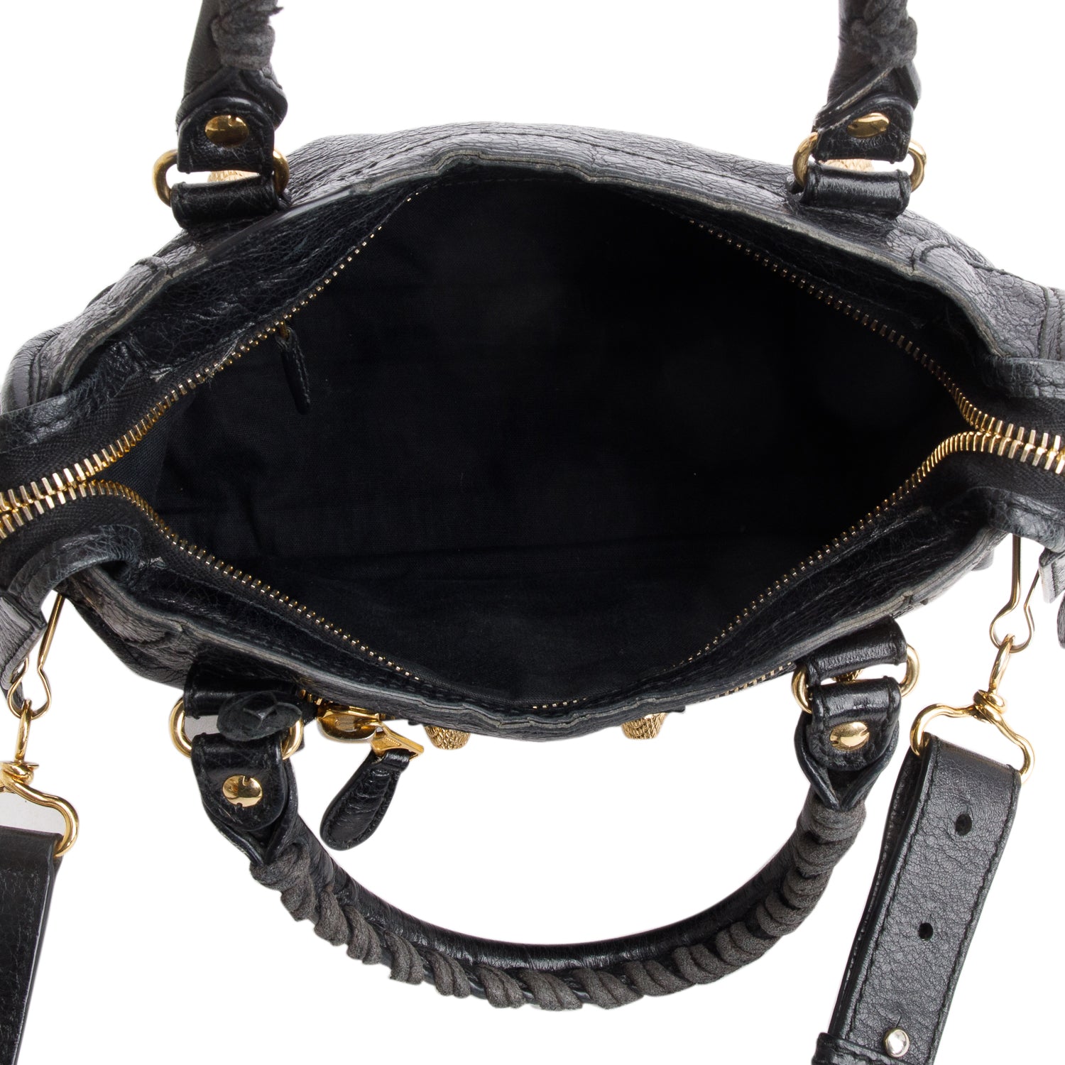 Balenciaga Black Arena Lambskin Leather Classic Mini City Bag w/ Strap
