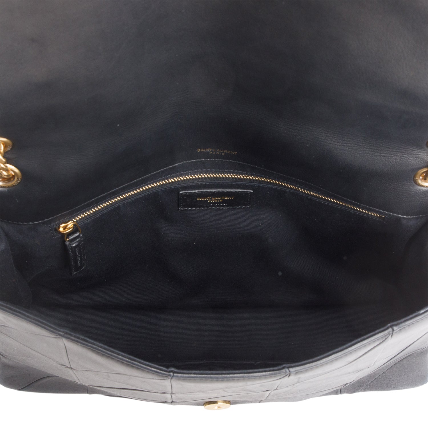 Saint Laurent Black Lambskin Matelasse Monogram Large Jamie 4.3 Shoulder Bag