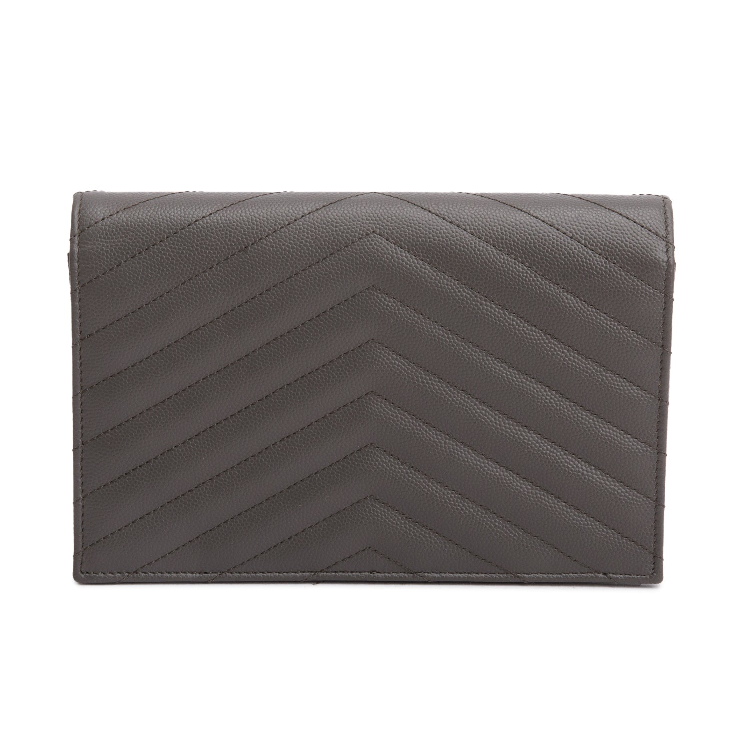 Saint Laurent Grey Cassandre Matelasse Envelope Chain Wallet