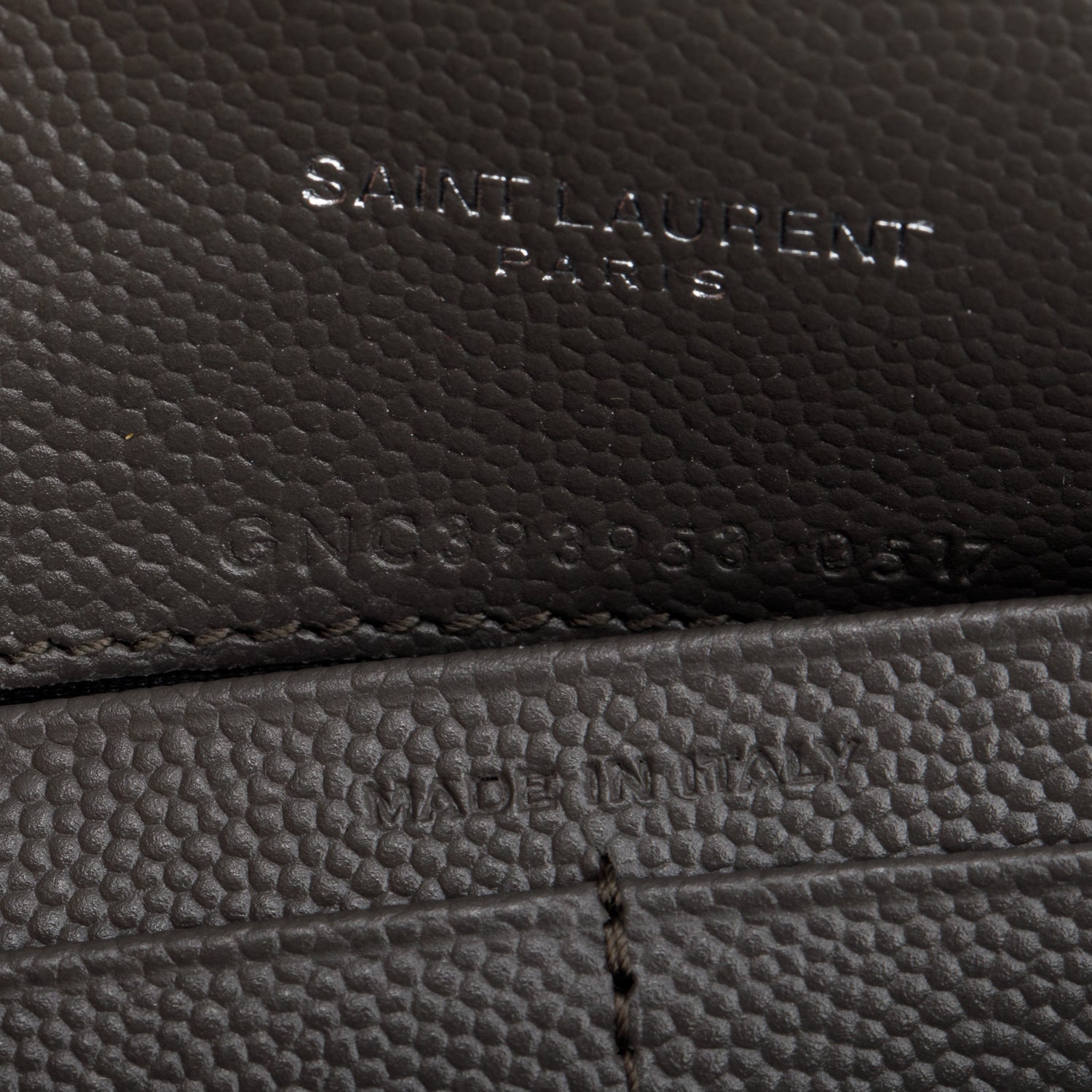 Saint Laurent Grey Cassandre Matelasse Envelope Chain Wallet