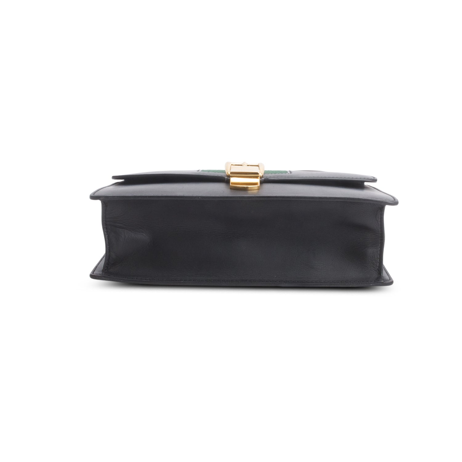 Gucci Black Calfskin Leather Web Small Sylvie Shoulder Bag