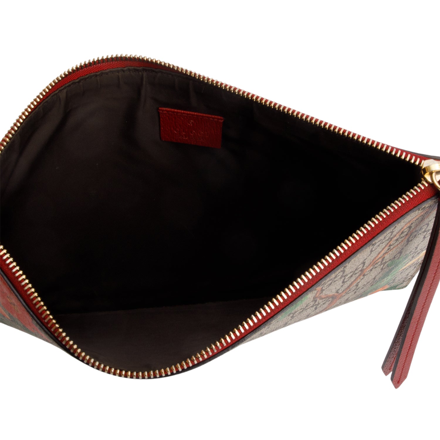 Gucci Red GG Supreme Monogram Tian Large Zip Pouch w/ Box