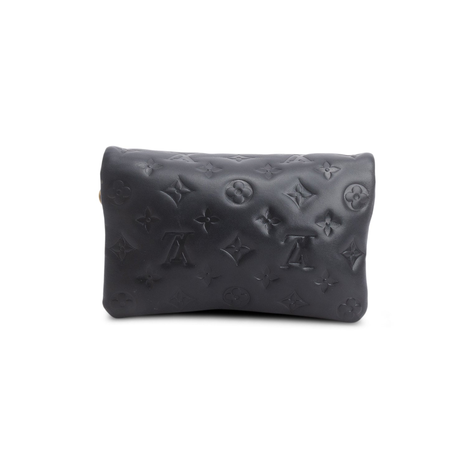 Louis Vuitton Black Lambskin Embossed Monogram Pochette Coussin