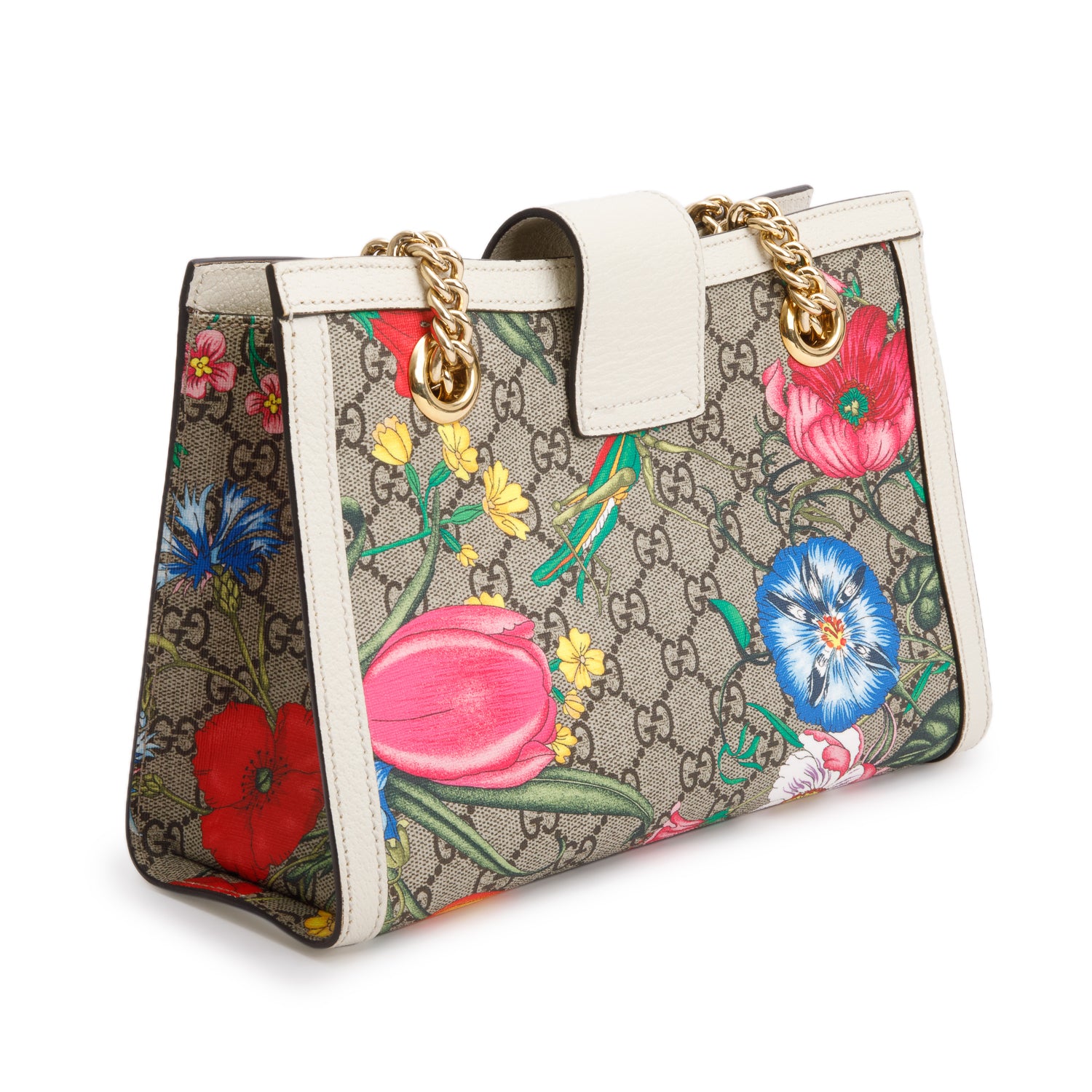 Gucci GG Supreme Monogram Flora Small Padlock Tote