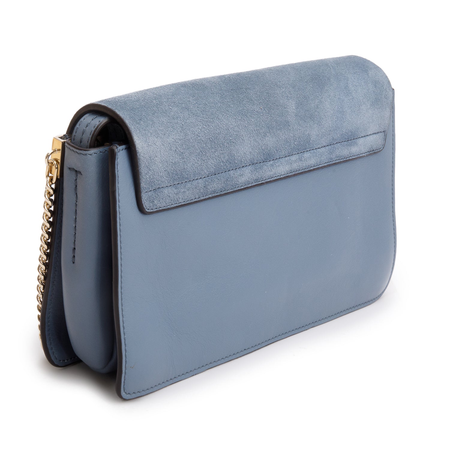 Chloe 2020 Blue Suede & Calfskin Leather Small Faye Shoulder Bag