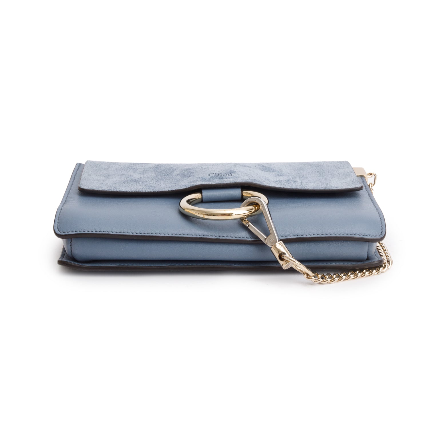 Chloe 2020 Blue Suede & Calfskin Leather Small Faye Shoulder Bag