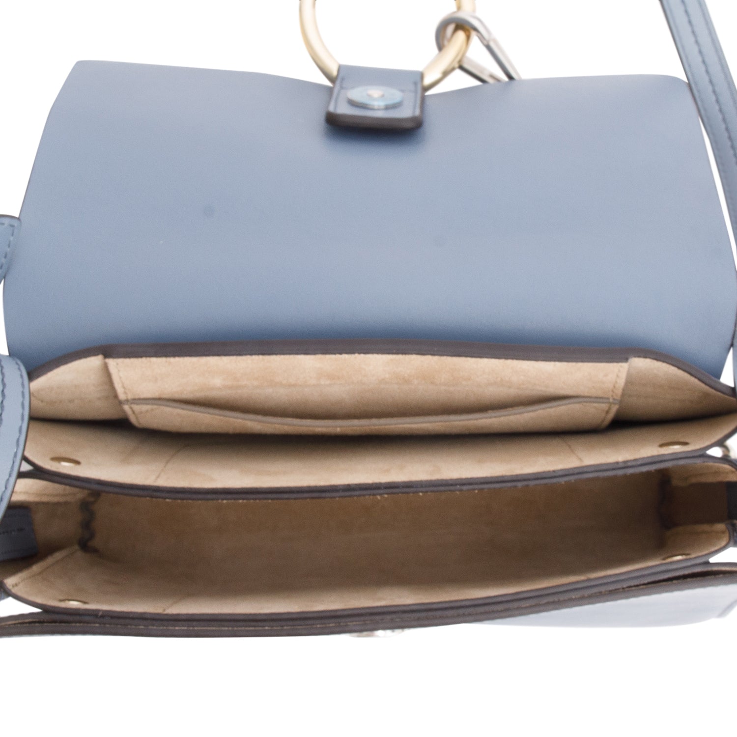 Chloe 2020 Blue Suede & Calfskin Leather Small Faye Shoulder Bag