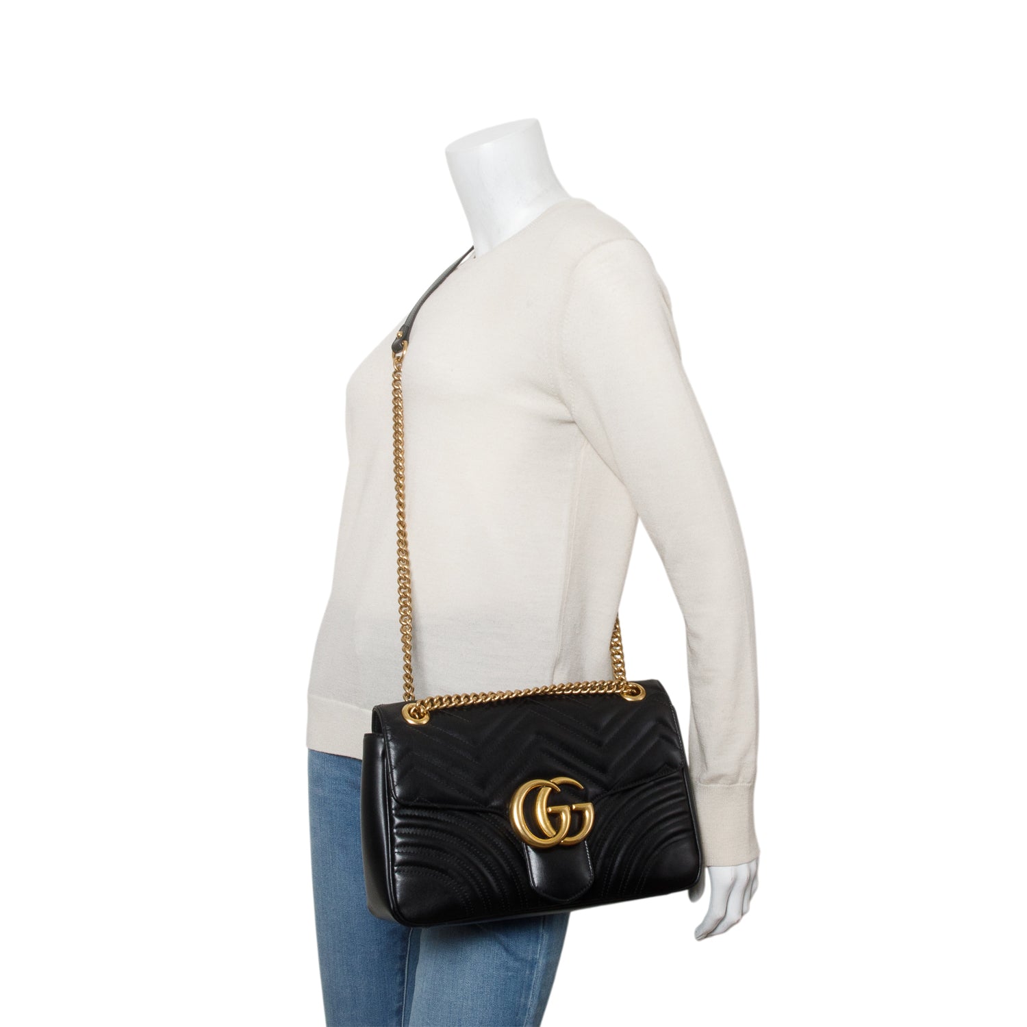 Gucci Black GG Marmont Matelasse Medium Shoulder Bag