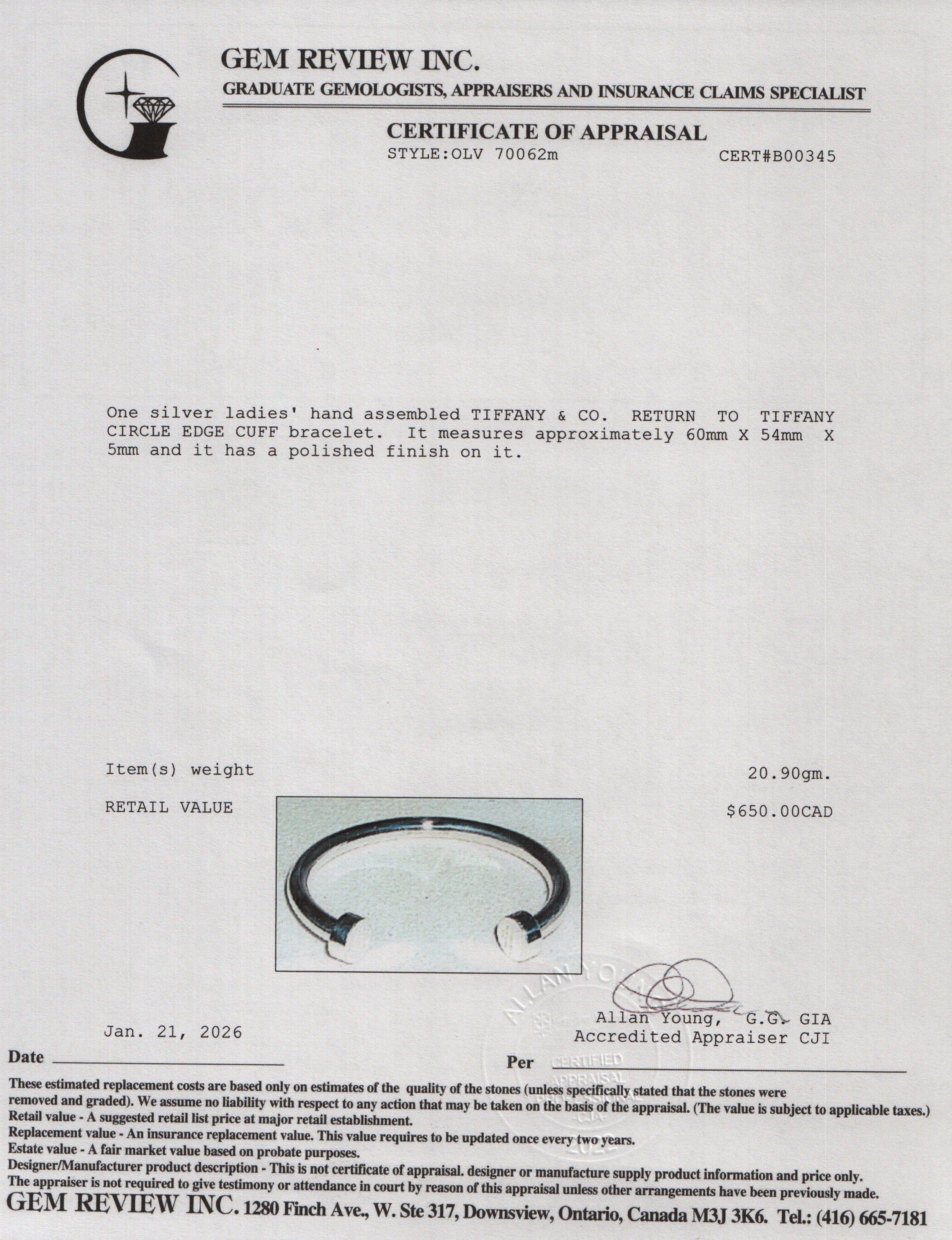 Tiffany & Co. Sterling Silver Return to Tiffany Narrow Circle Edge Cuff