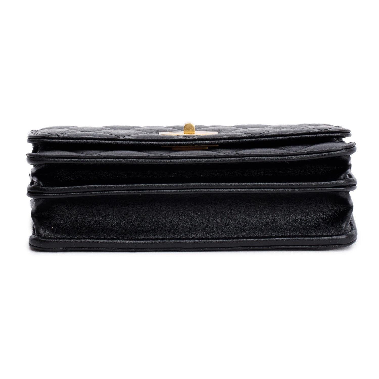 Chanel Black Aged Lambskin Quilted Mini Reissue Wallet on Chain
