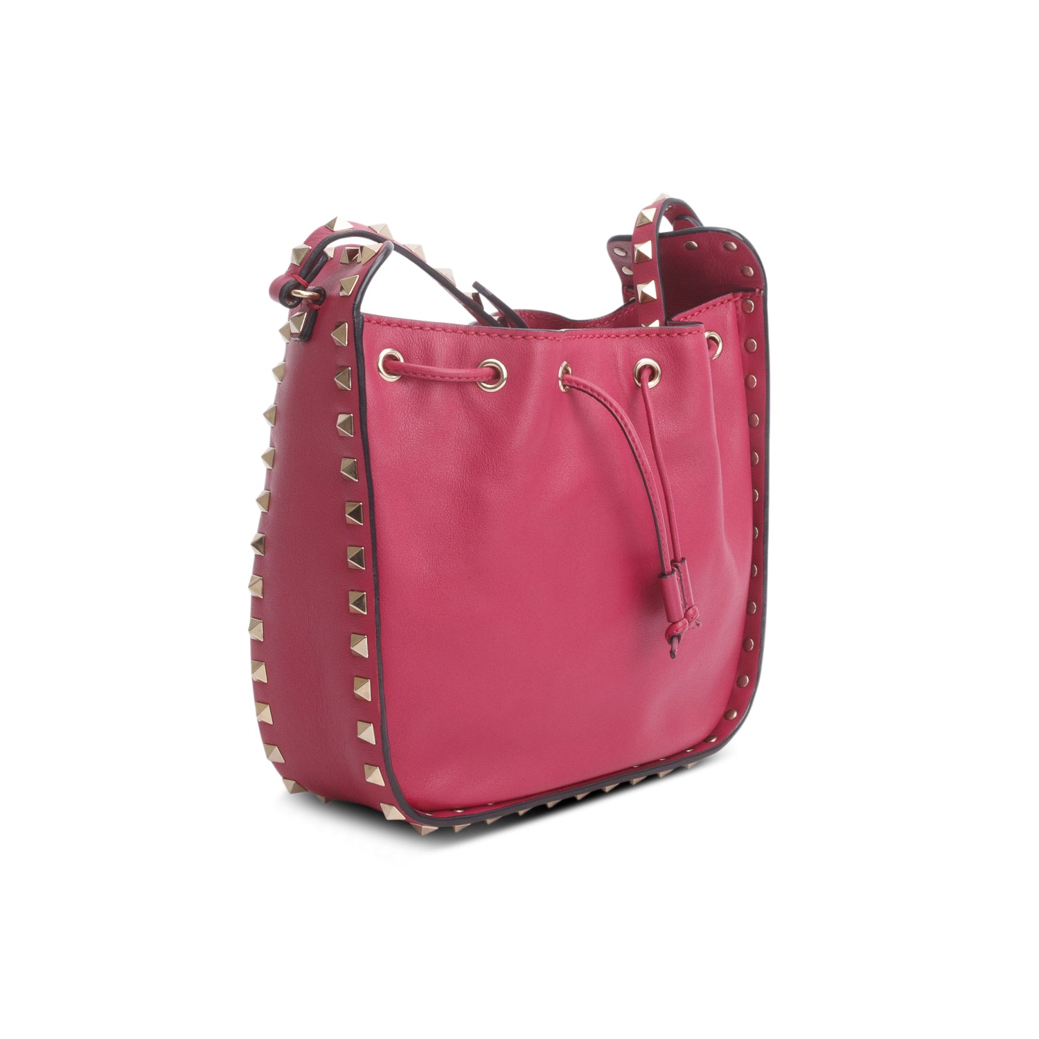 Valentino Pink Vitello Rockstud Bucket Bag