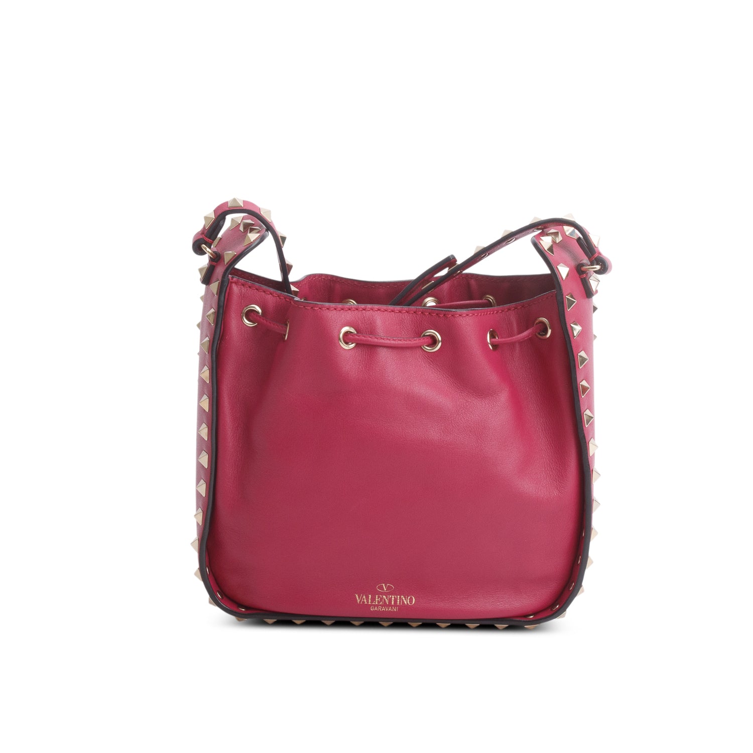 Valentino Pink Vitello Rockstud Bucket Bag