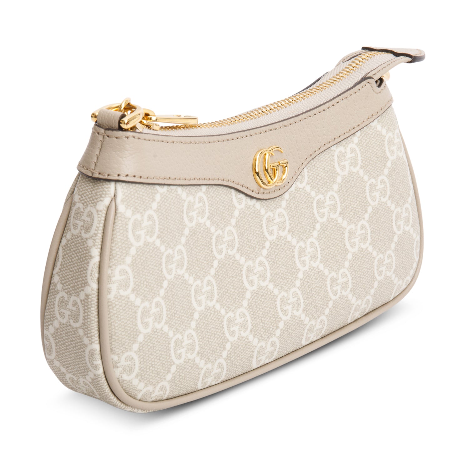 Gucci Beige GG Supreme Monogram Textured Dollar Calfskin Mini Ophidia Chain Bag w/ Box