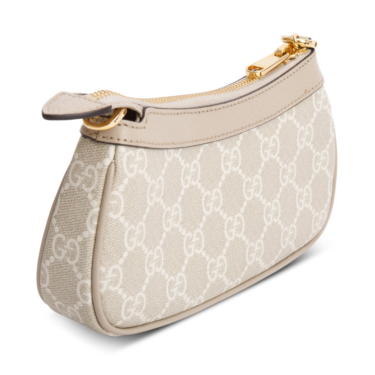 Gucci Beige GG Supreme Monogram Textured Dollar Calfskin Mini Ophidia Chain Bag w/ Box