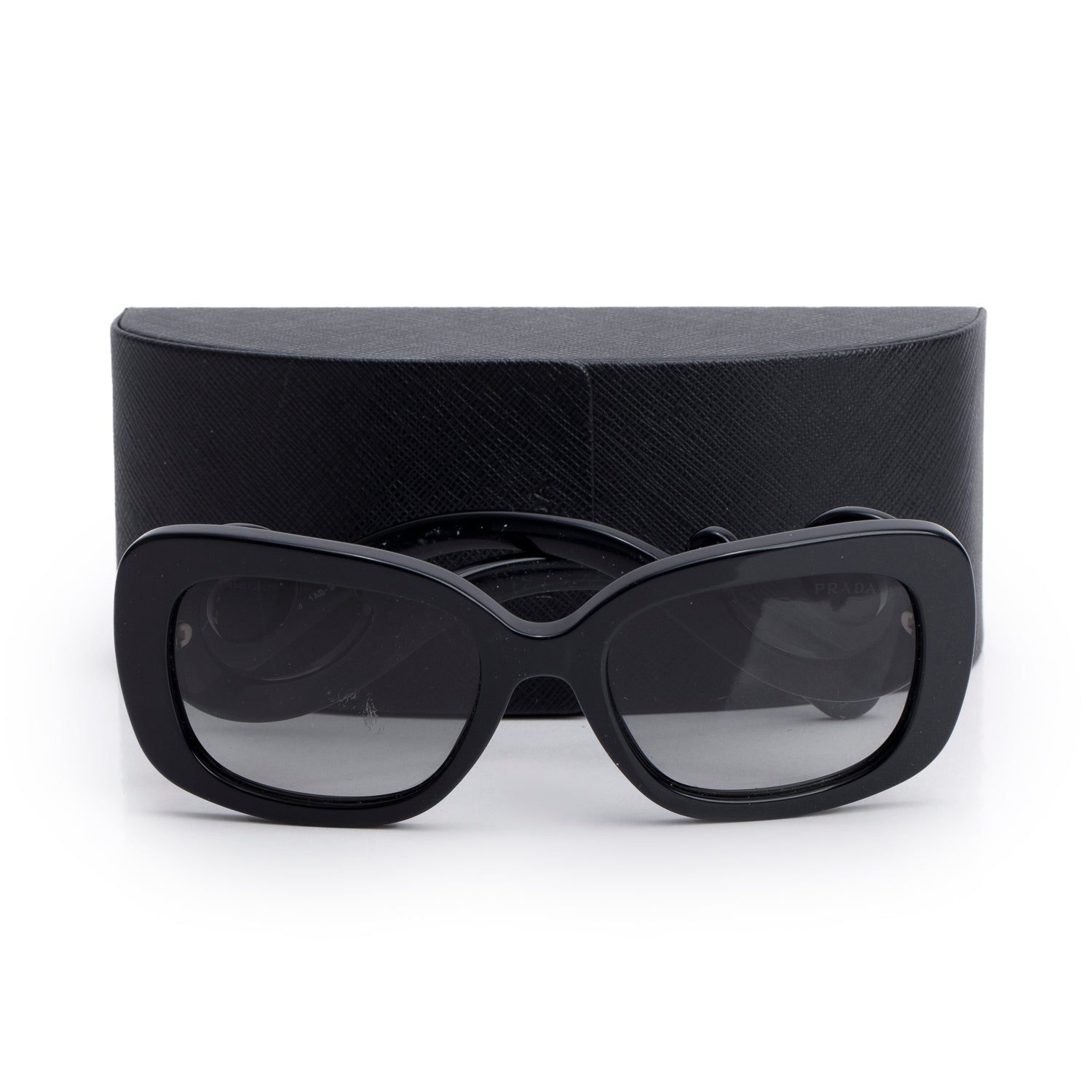 Prada SPR 270 Black Acetate Baroque Spiral Sunglasses w/ Case