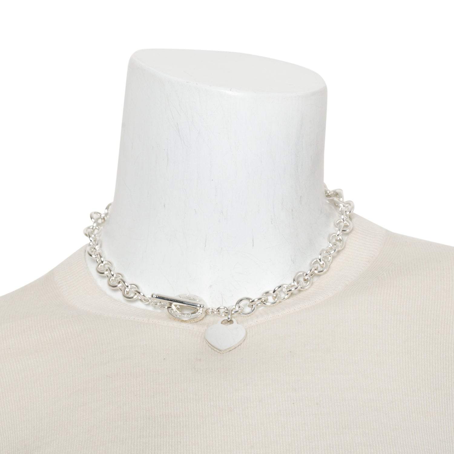 Tiffany & Co. Sterling Silver Heart Tag Necklace with Toggle Clasp