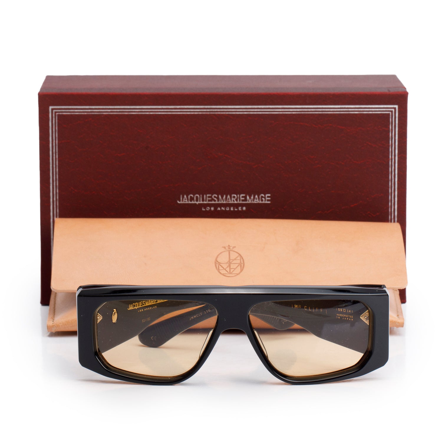 Jacques Marie Mage JMCLF 11D Black Acetate Rectangle Cliff Sunglasses w/ Box, Case & Authenticity Card