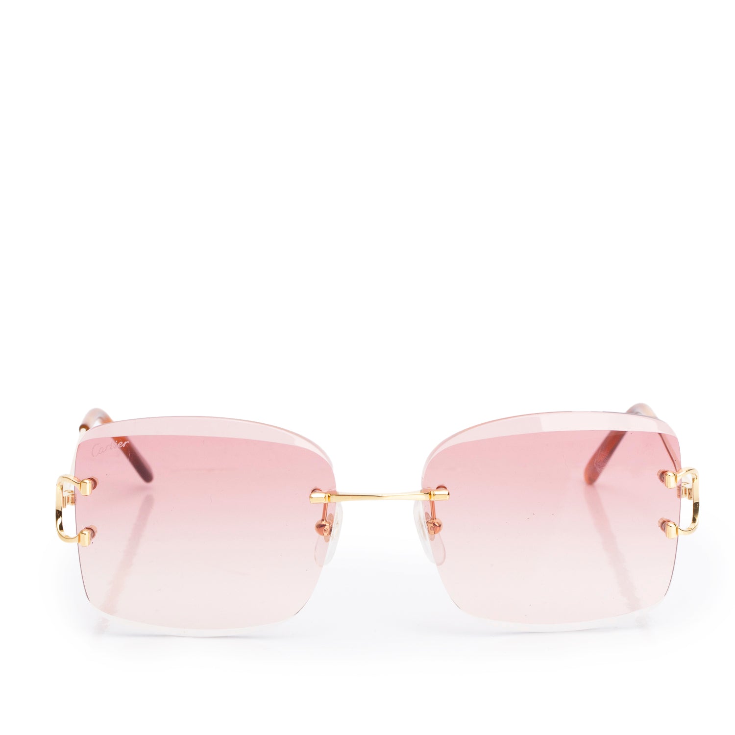 Cartier 2024 CT0007RS Pink Rimless C De Cartier Sunglasses w/ Box, Case & Receipt
