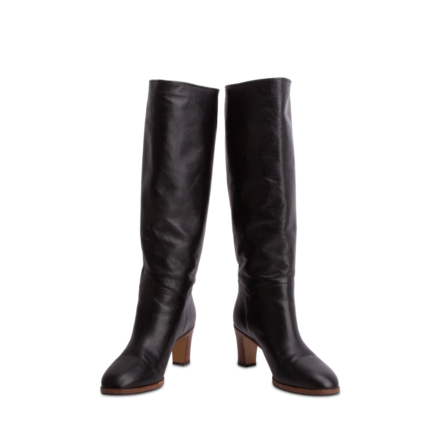 Gucci Black Shiny Calfskin Leather GG Marmont Knee High Boots, Size 39 w/ Box