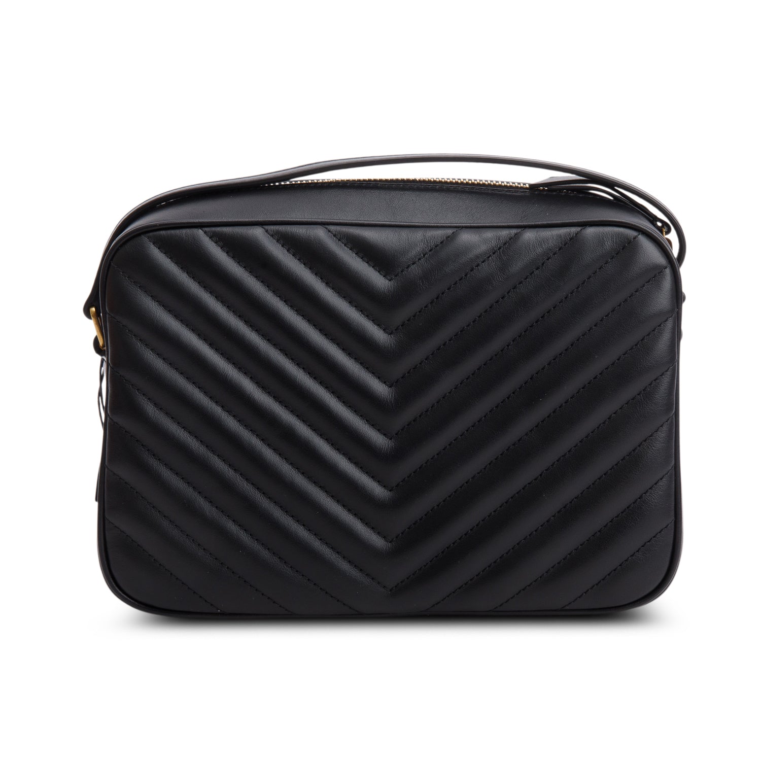 Saint Laurent 2022 Black Calfskin Matelasse Monogram Lou Camera Bag w/ Box