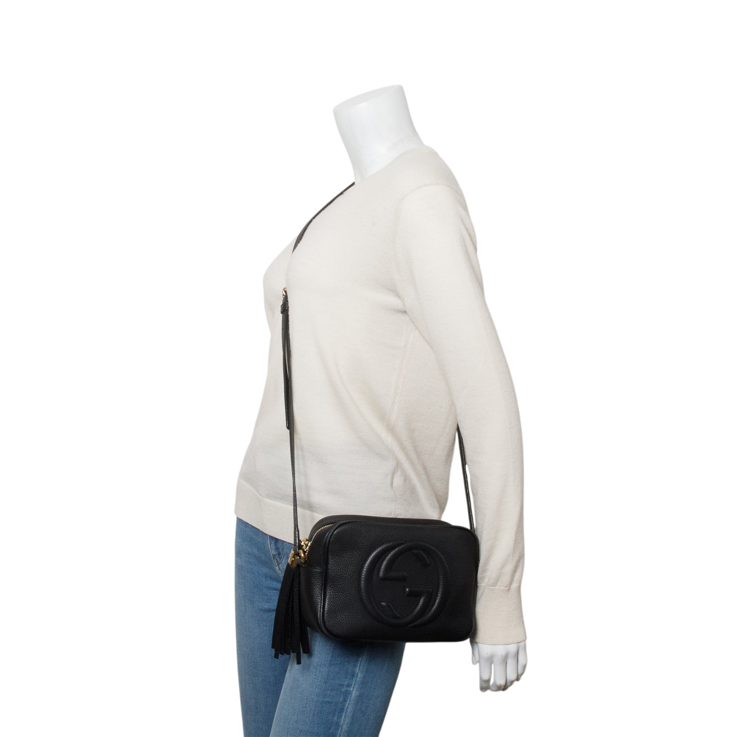 Gucci Black Pebbled Calfskin Leather Small Soho Disco Bag