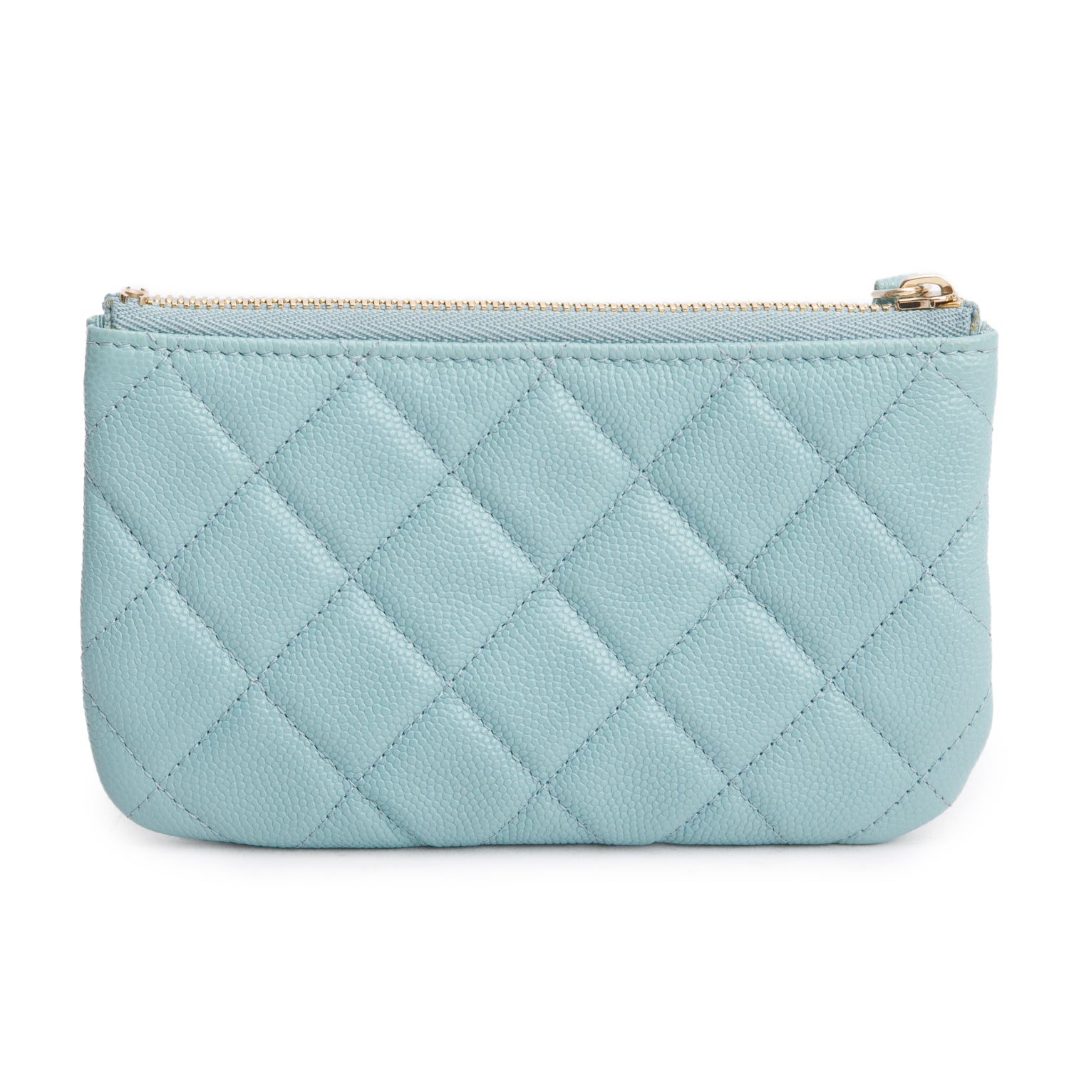 Chanel Turquoise Caviar Leather Classic Mini O-Case Zipped Pouch w/ Box & Authenticity Card