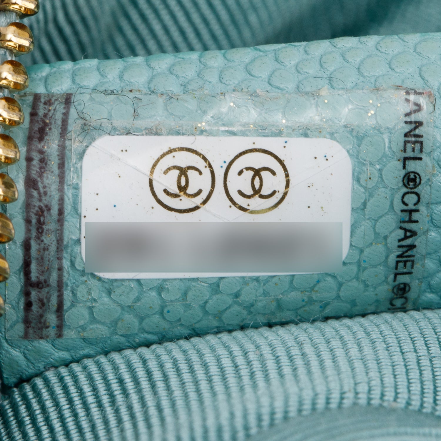 Chanel Turquoise Caviar Leather Classic Mini O-Case Zipped Pouch w/ Box & Authenticity Card