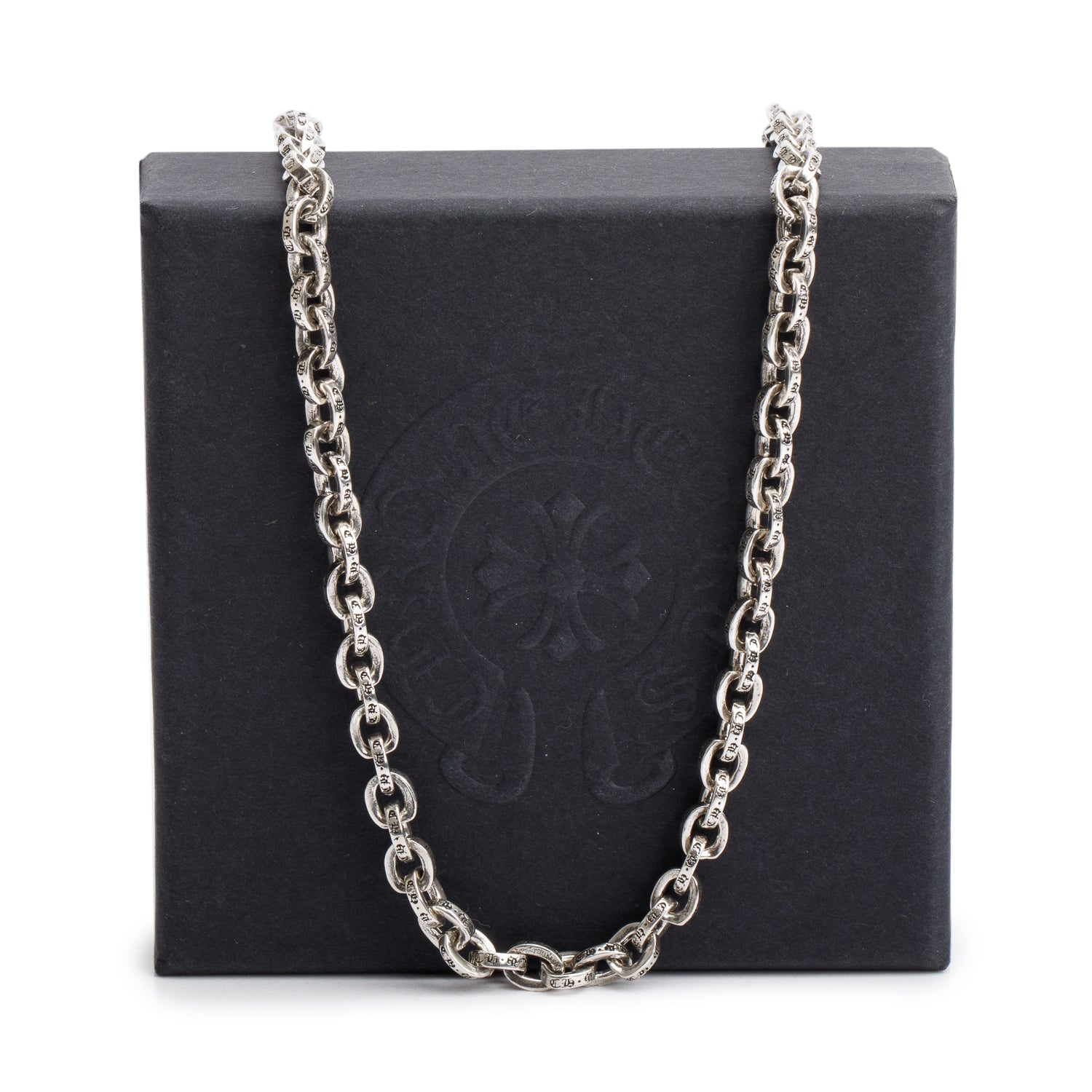 Chrome Hearts Sterling Silver Paper Chain Necklace w/ Box