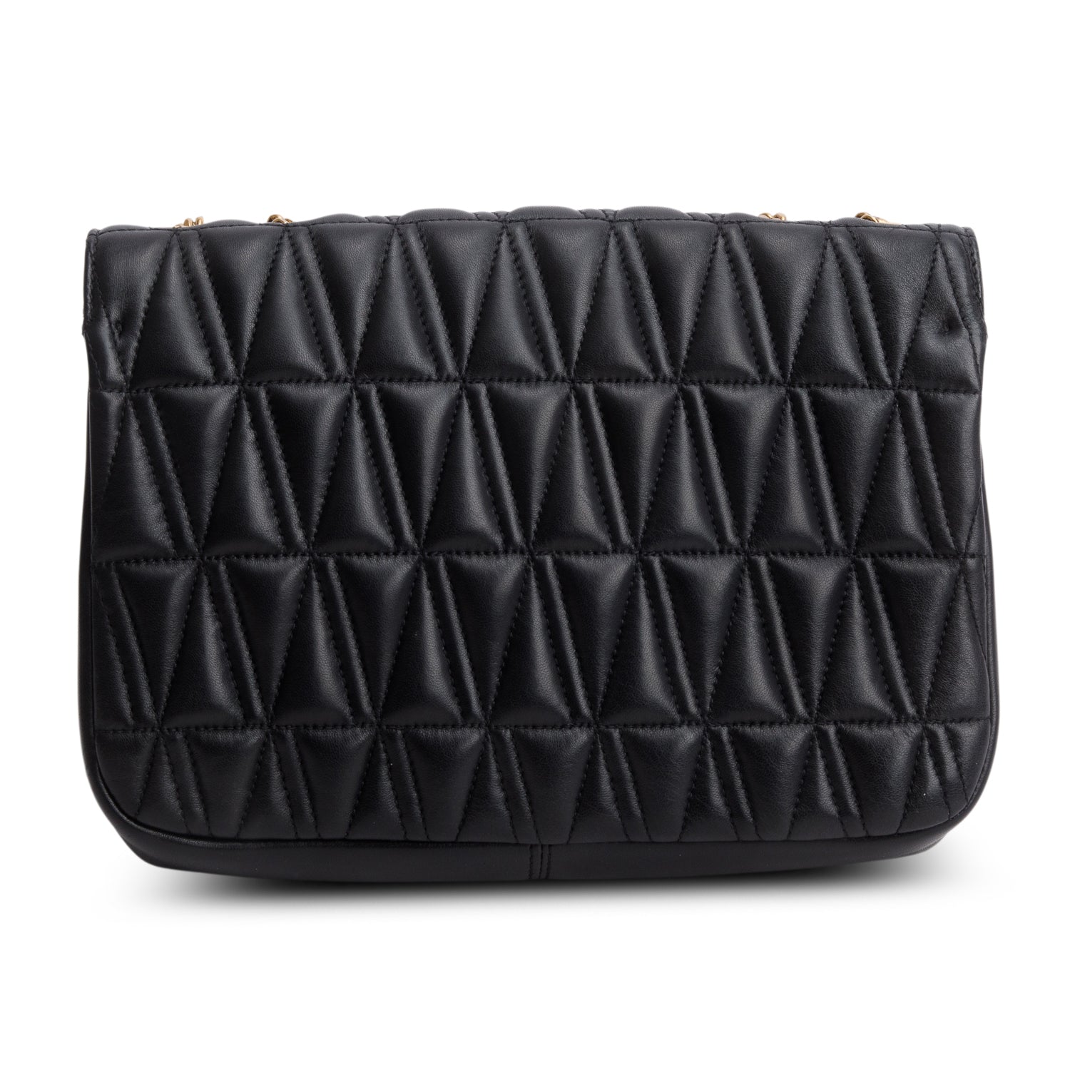 Versace Black Quilted Leather Virtus Shoulder Bag w/ Box