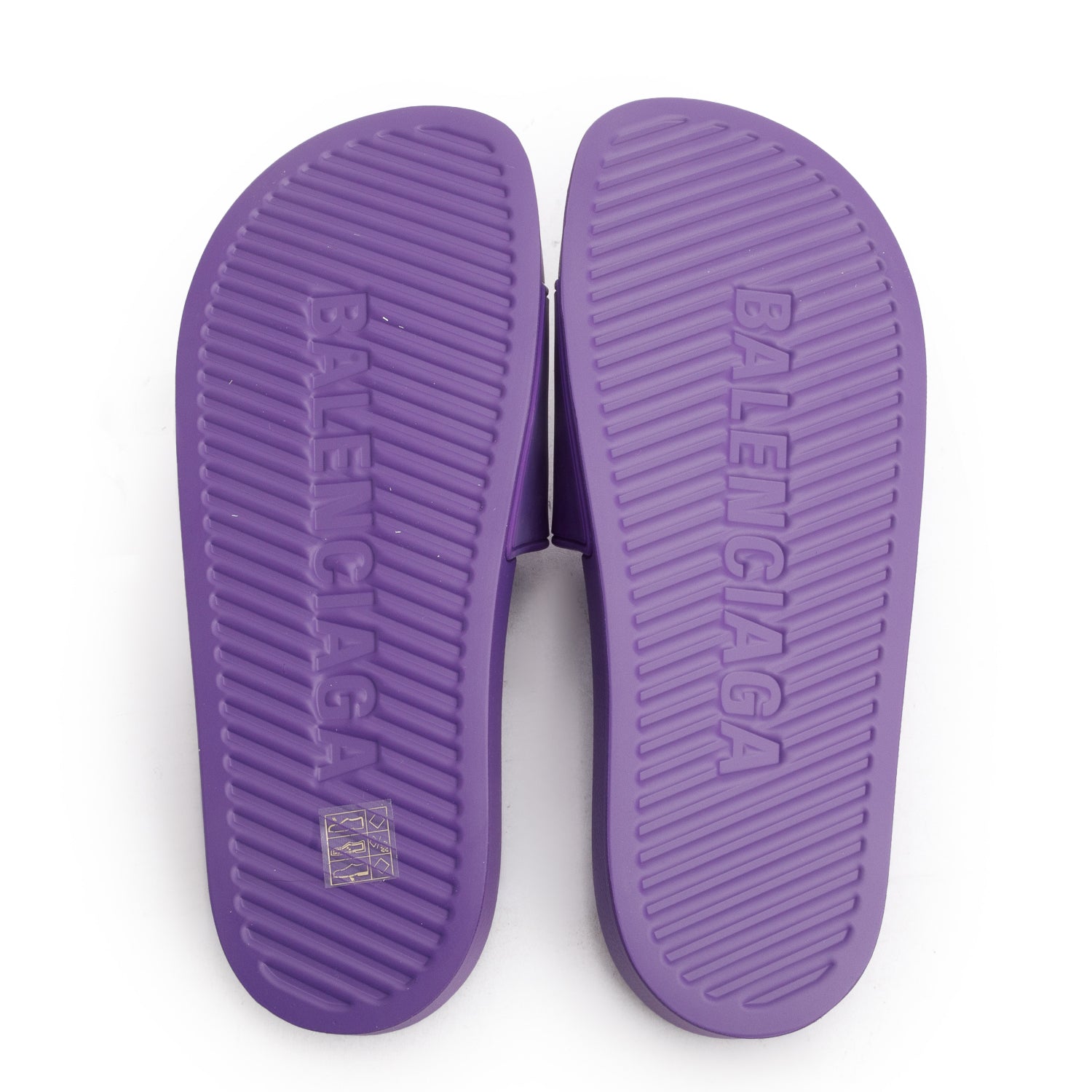 Balenciaga Purple Rubber Printed Logo Pool Slide Sandals, Size 41 w/ Box