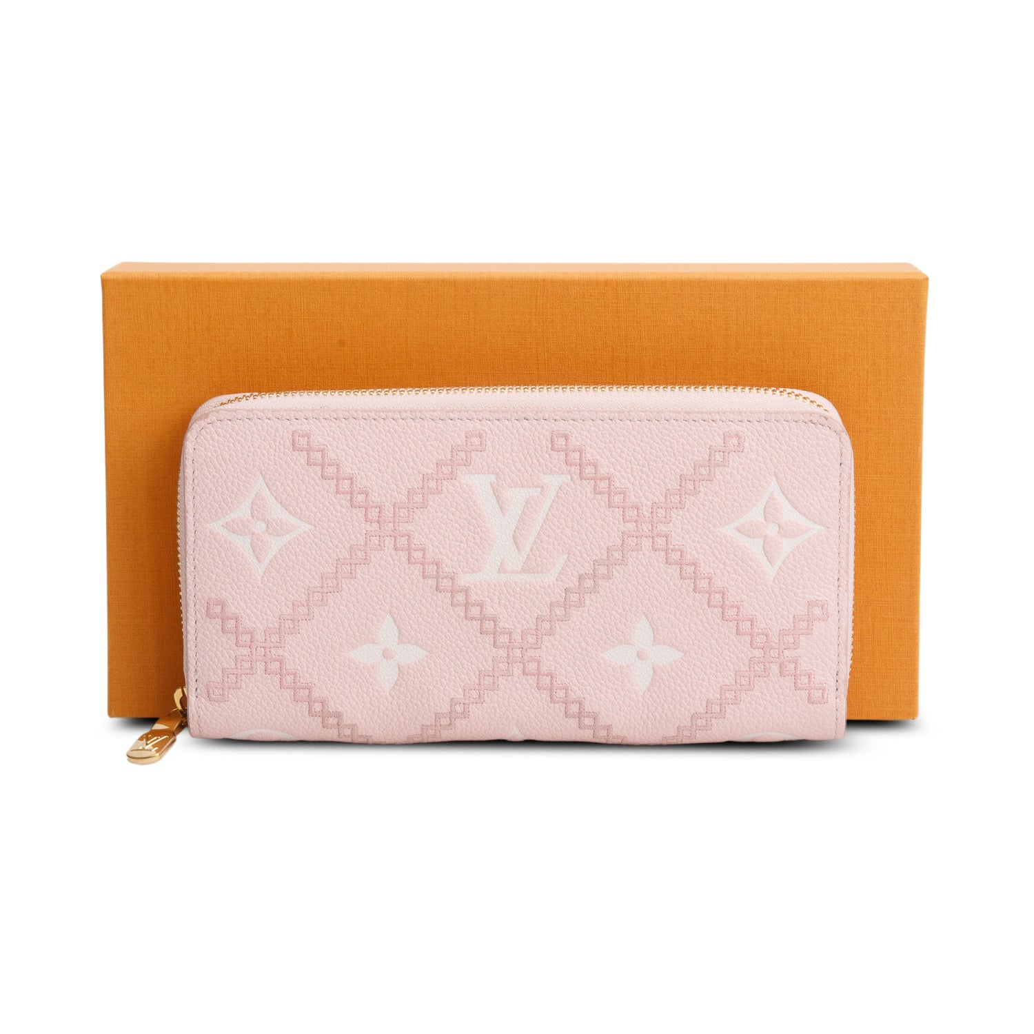 Louis Vuitton Pink Monogram Empreinte Broderie Leather Zippy Wallet w/ Box