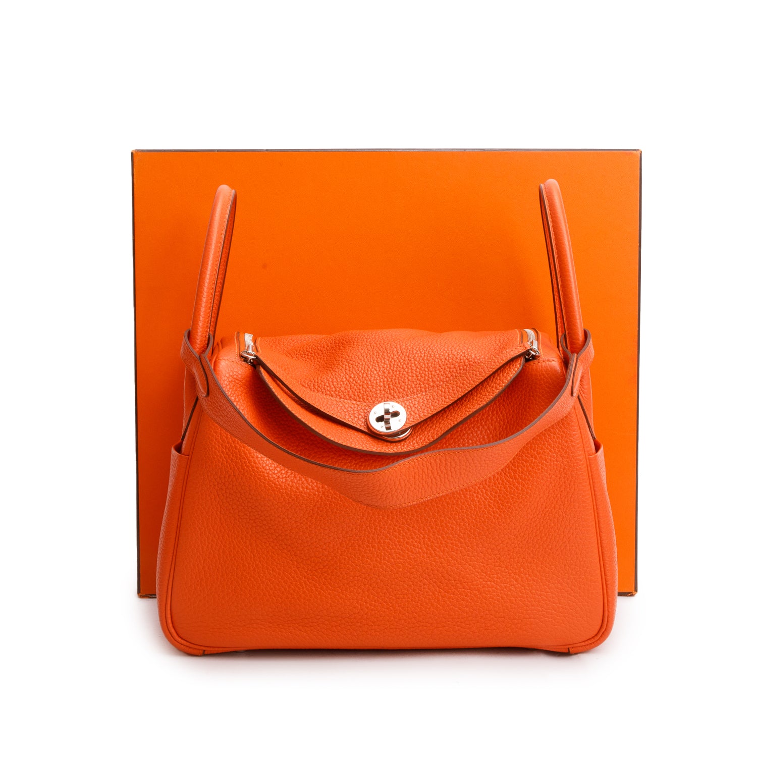 Hermes Feu Taurillon Clemence Leather Lindy 30 w/ Box