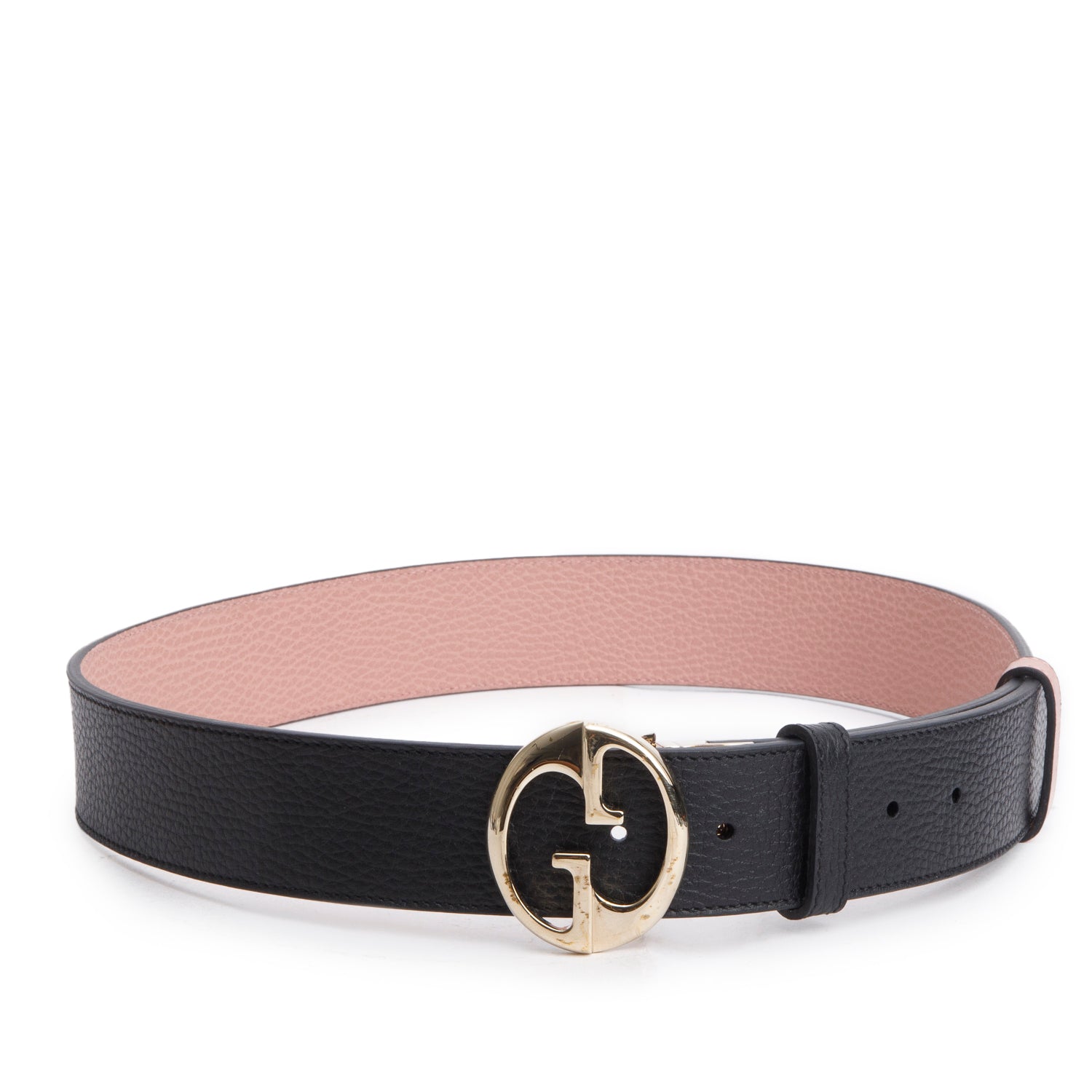 Gucci Black/Pink Calfskin 1973 Reversible Belt, 90 36