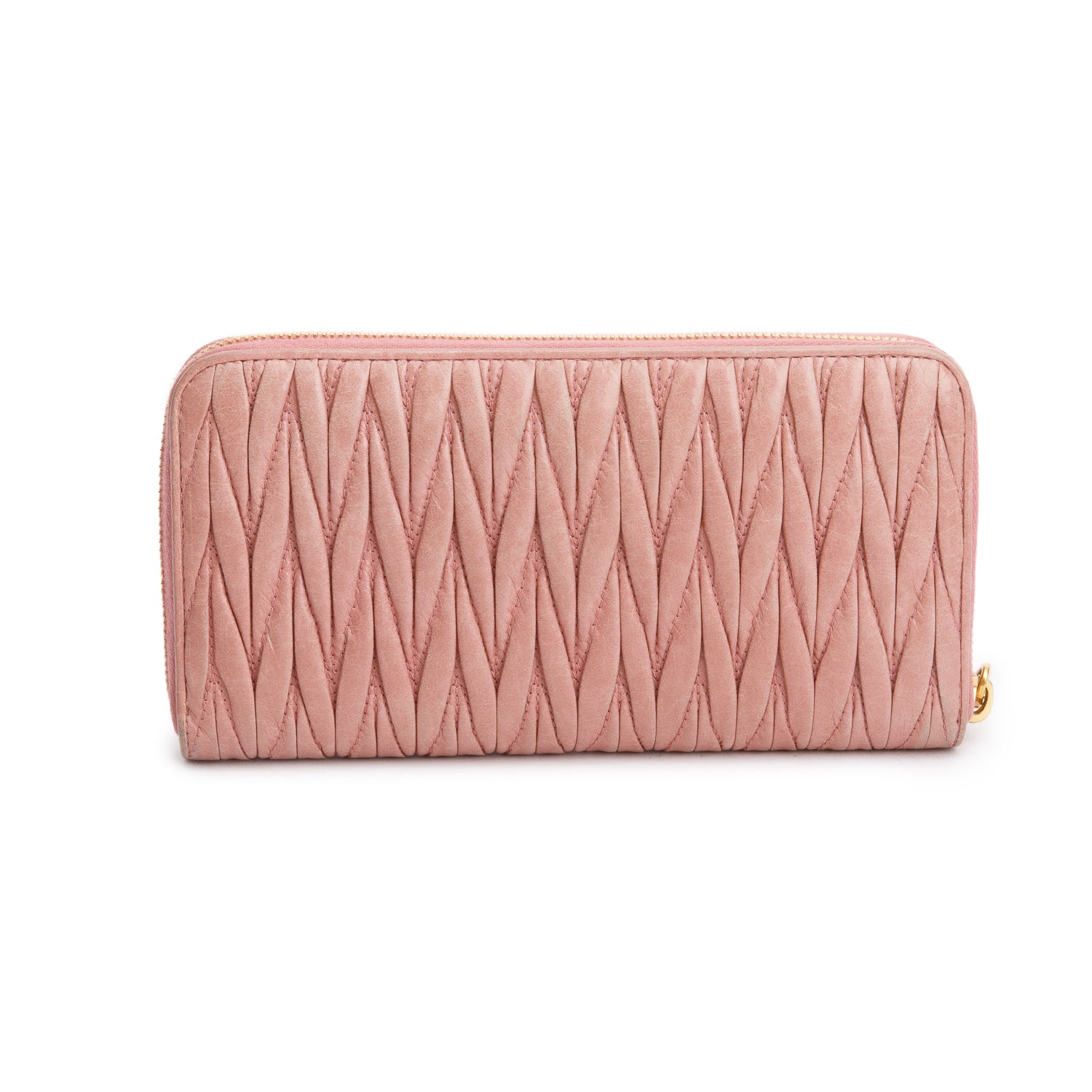 Miu Miu Pink Matelasse Lux Leather Continental Wallet w/ Authenticity Card