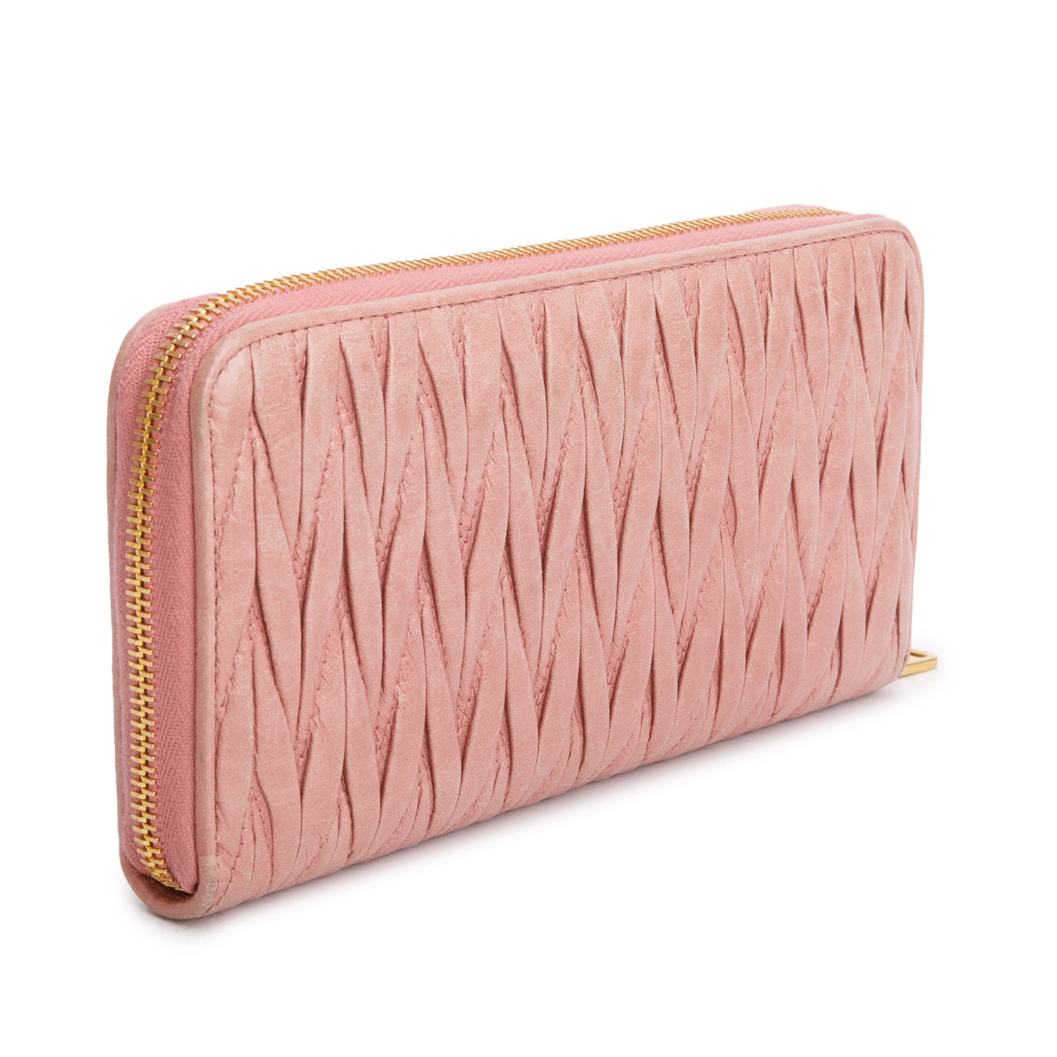 Miu Miu Pink Matelasse Lux Leather Continental Wallet w/ Authenticity Card
