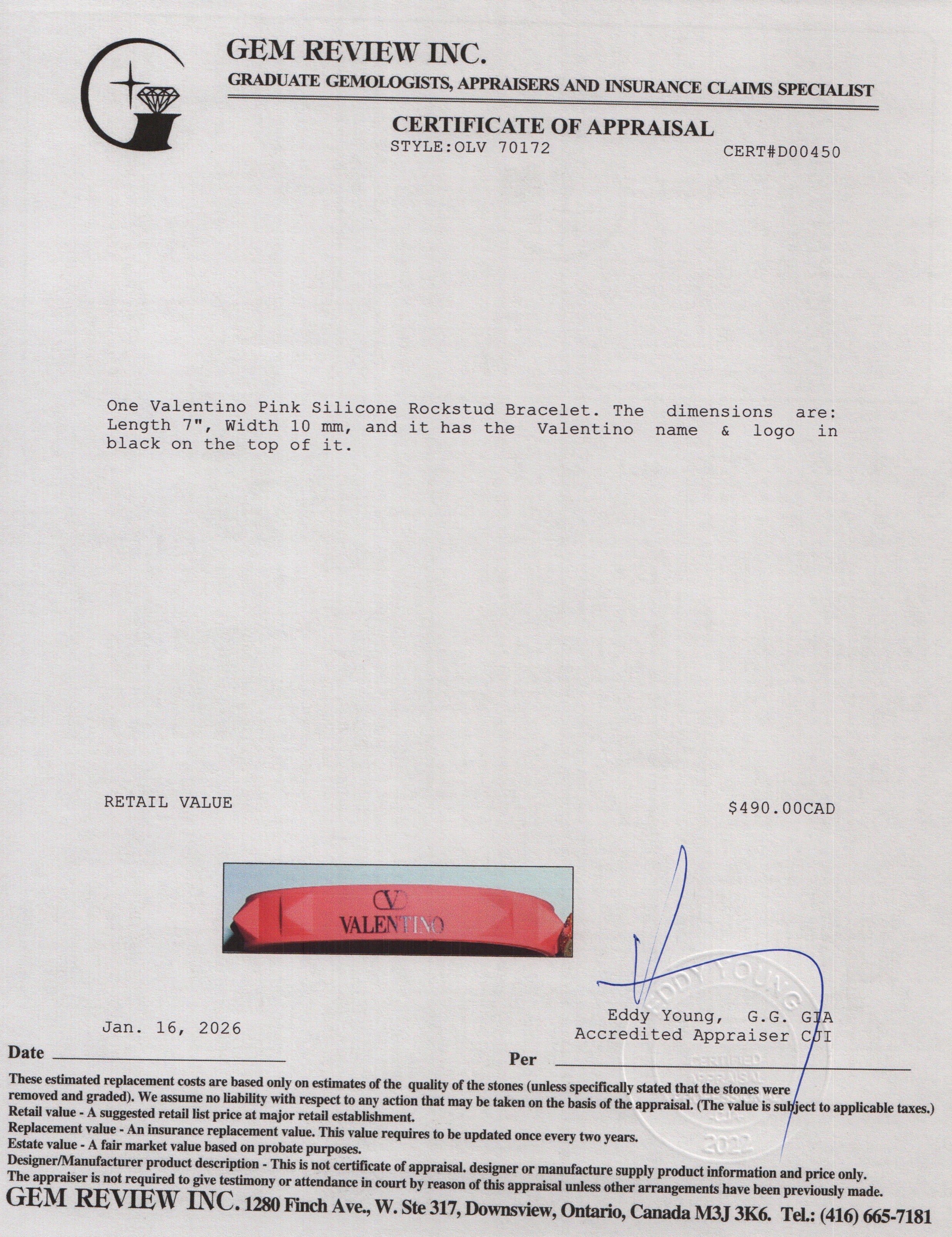 Valentino Pink Silicone Rockstud Bracelet