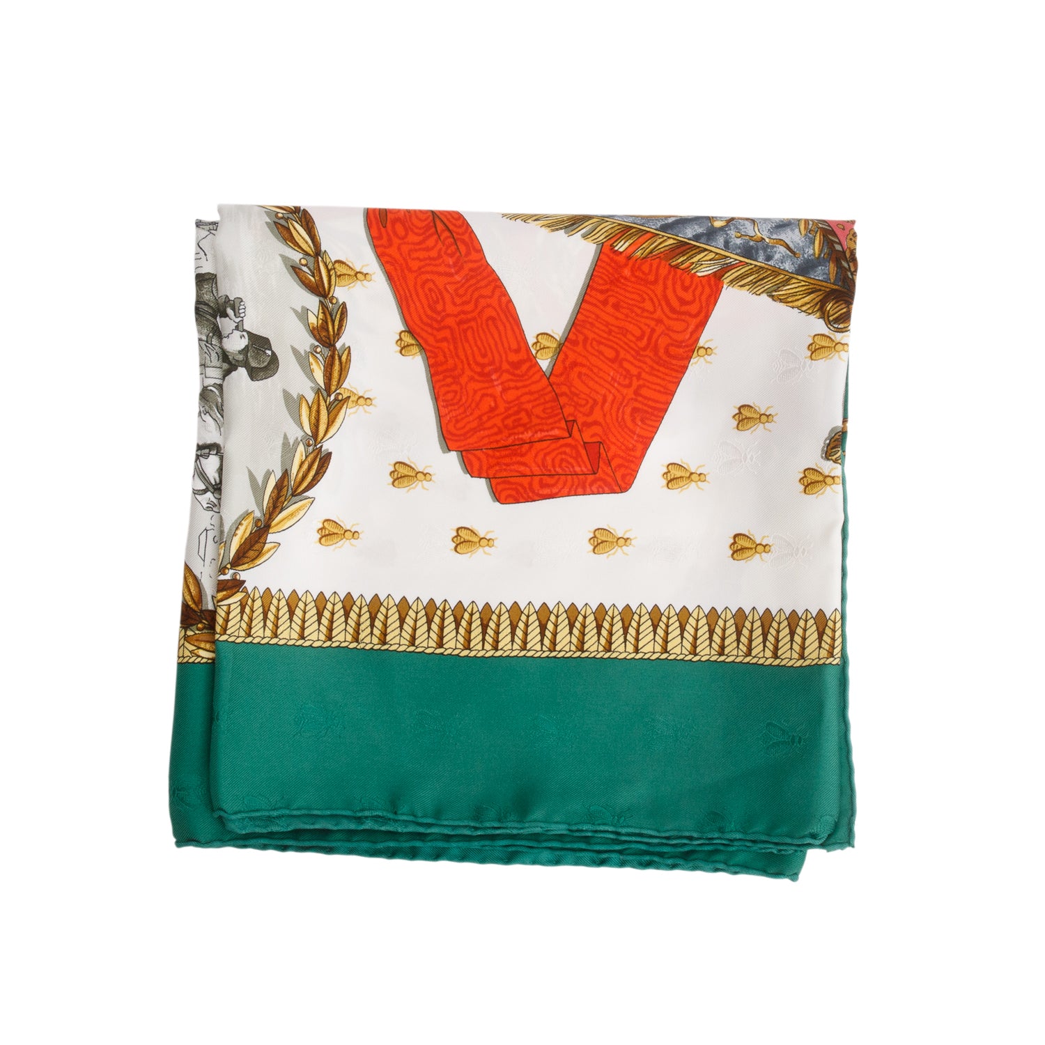 Hermes Green/Multicolor 'Napoleon' Silk Scarf 90