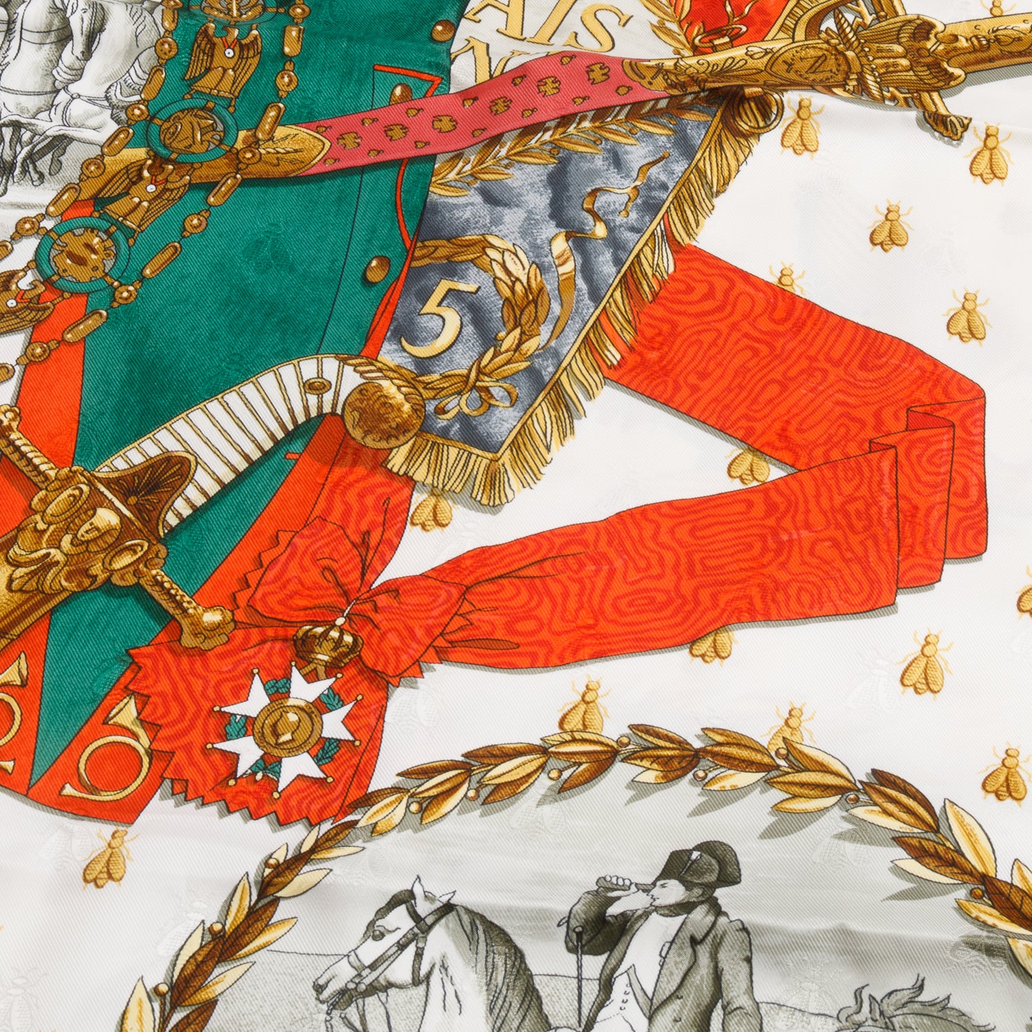 Hermes Green/Multicolor 'Napoleon' Silk Scarf 90