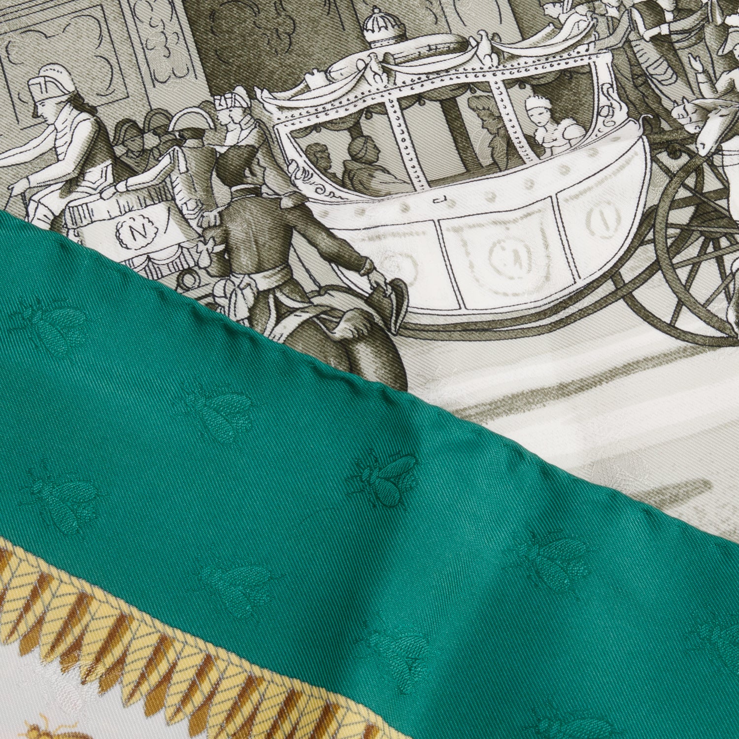 Hermes Green/Multicolor 'Napoleon' Silk Scarf 90