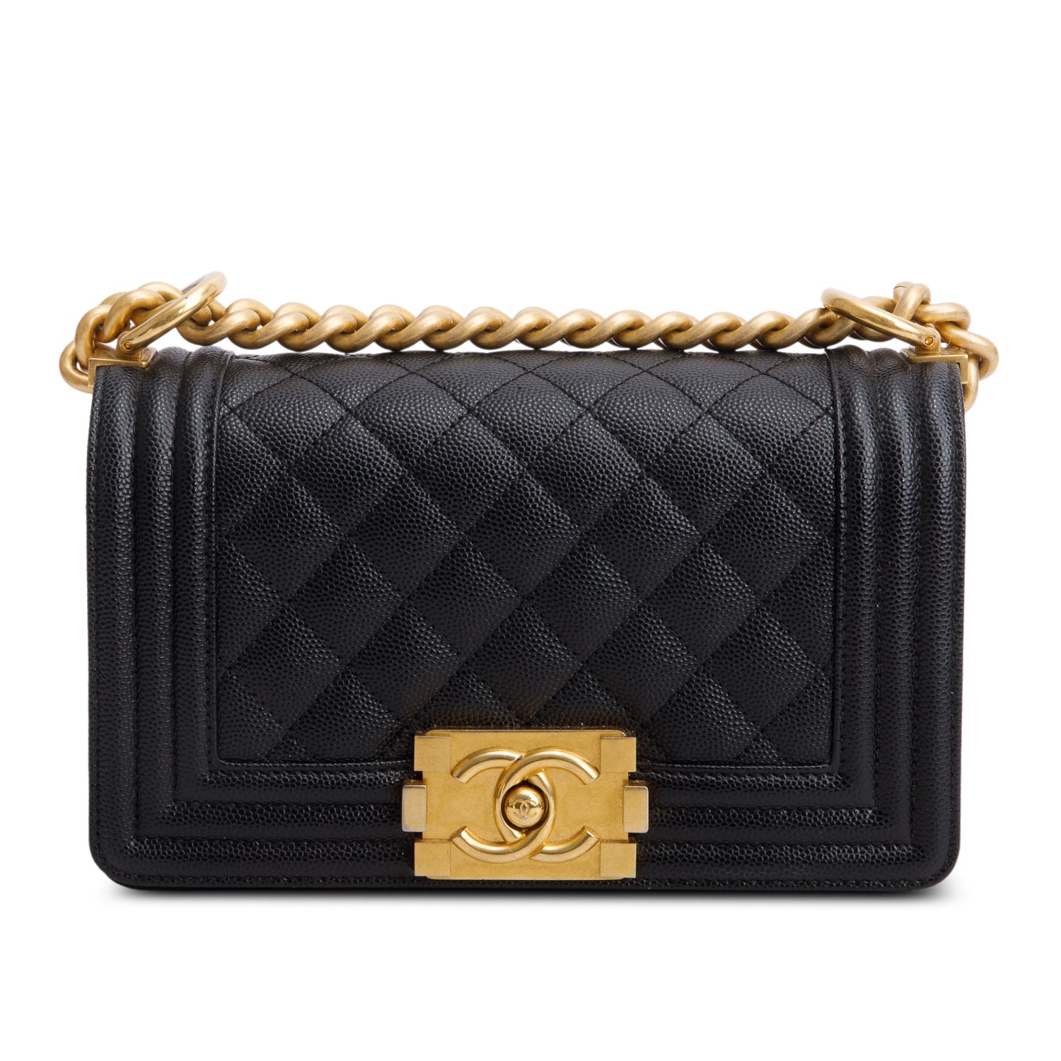 Chanel 2024 Black Caviar Leather Small Boy Bag w/ Box & Receipt