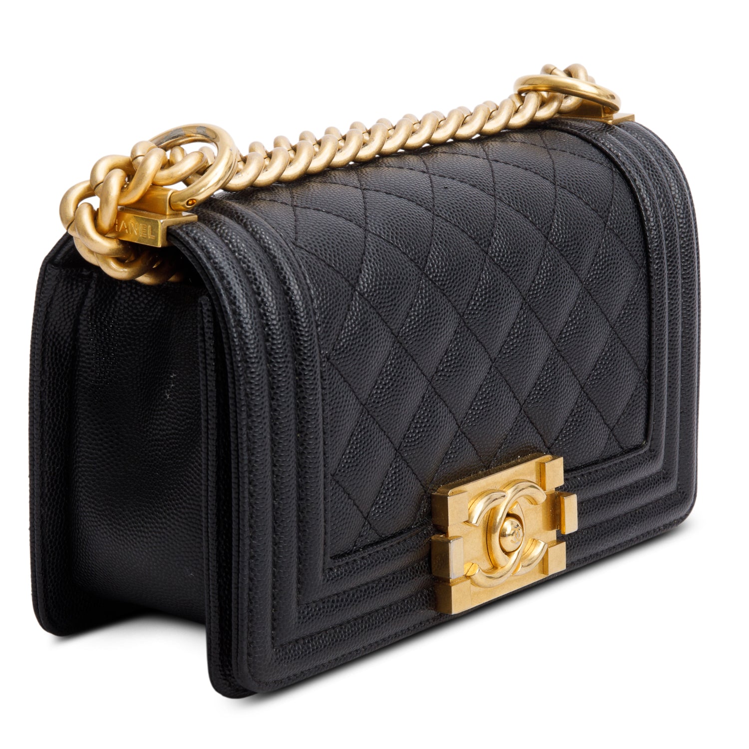 Chanel 2024 Black Caviar Leather Small Boy Bag w/ Box & Receipt