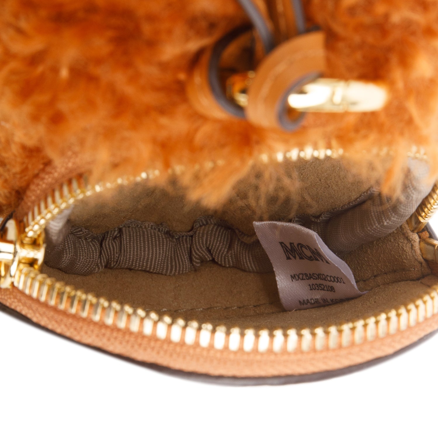 MCM Brown Lamb Fur/Visetos Rabbit Charm w/ Strap