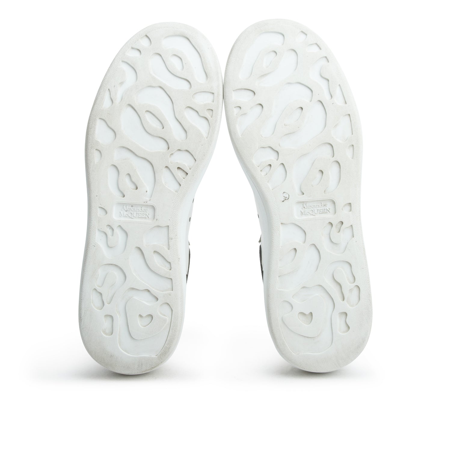 Alexander McQueen White Calfskin Leather Hologram Trim Oversized Sneakers, Men's Size 45