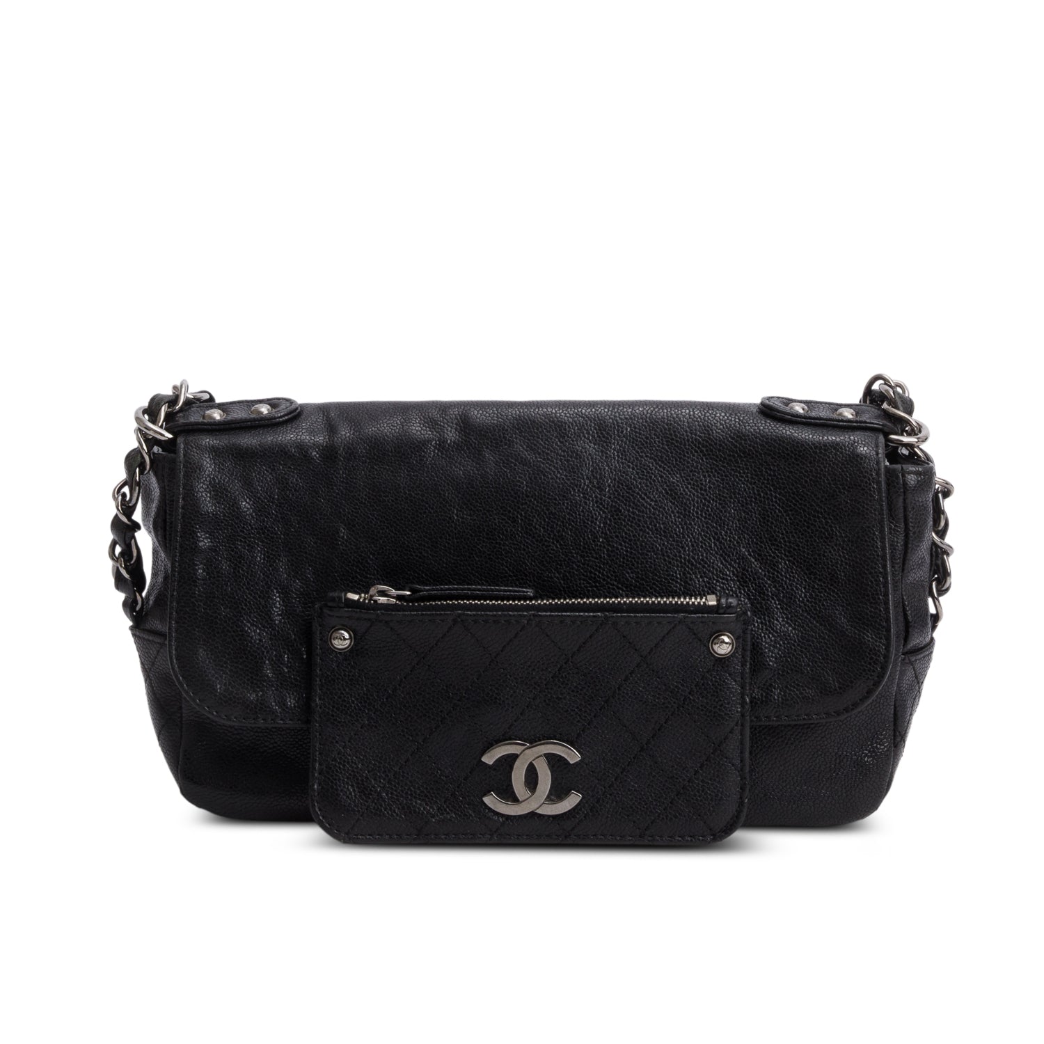 Chanel Black Caviar Leather Pocket in the City Flap Bag
