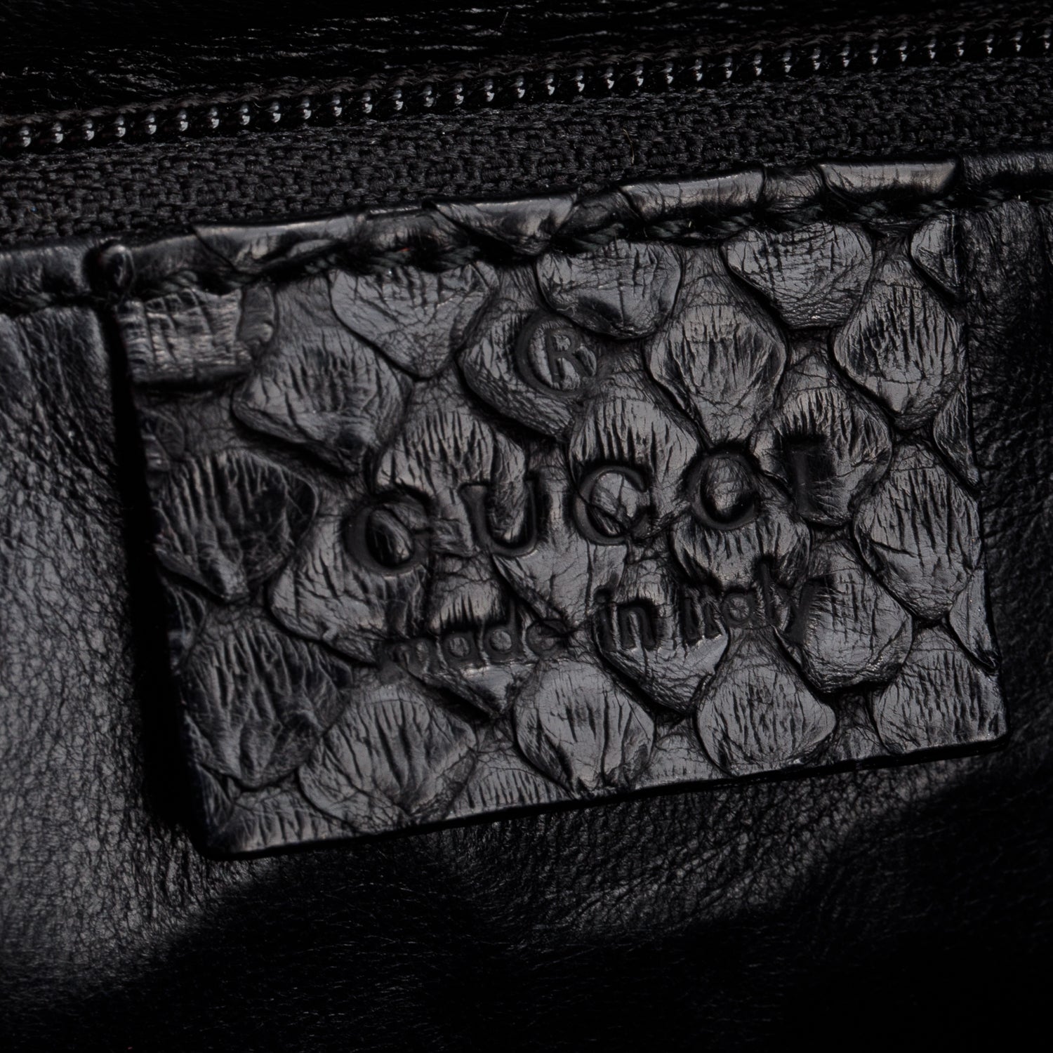 Gucci Vintage Black Python Ring Bucket Bag