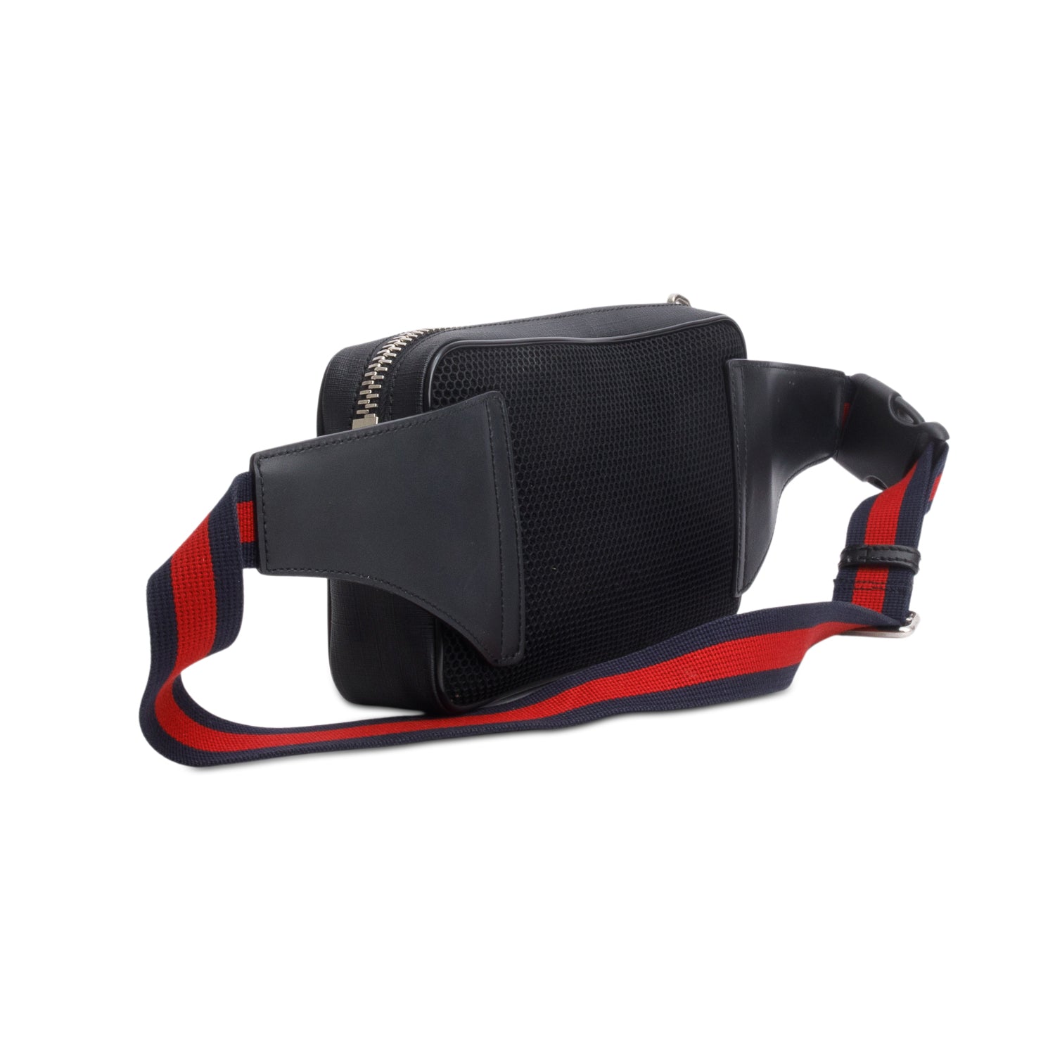 Gucci Black Soft GG Supreme Monogram Web Belt Bag w/ Box