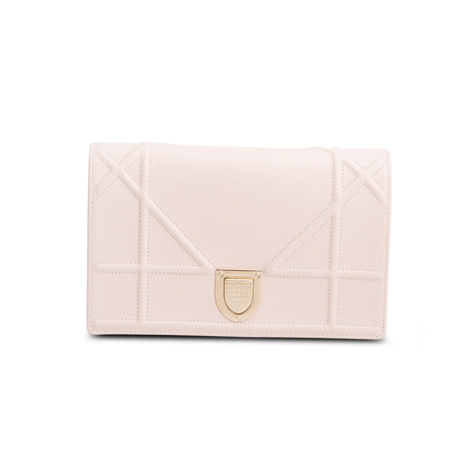 Christian Dior Pink Grained Calfskin Diorama Wallet on Chain