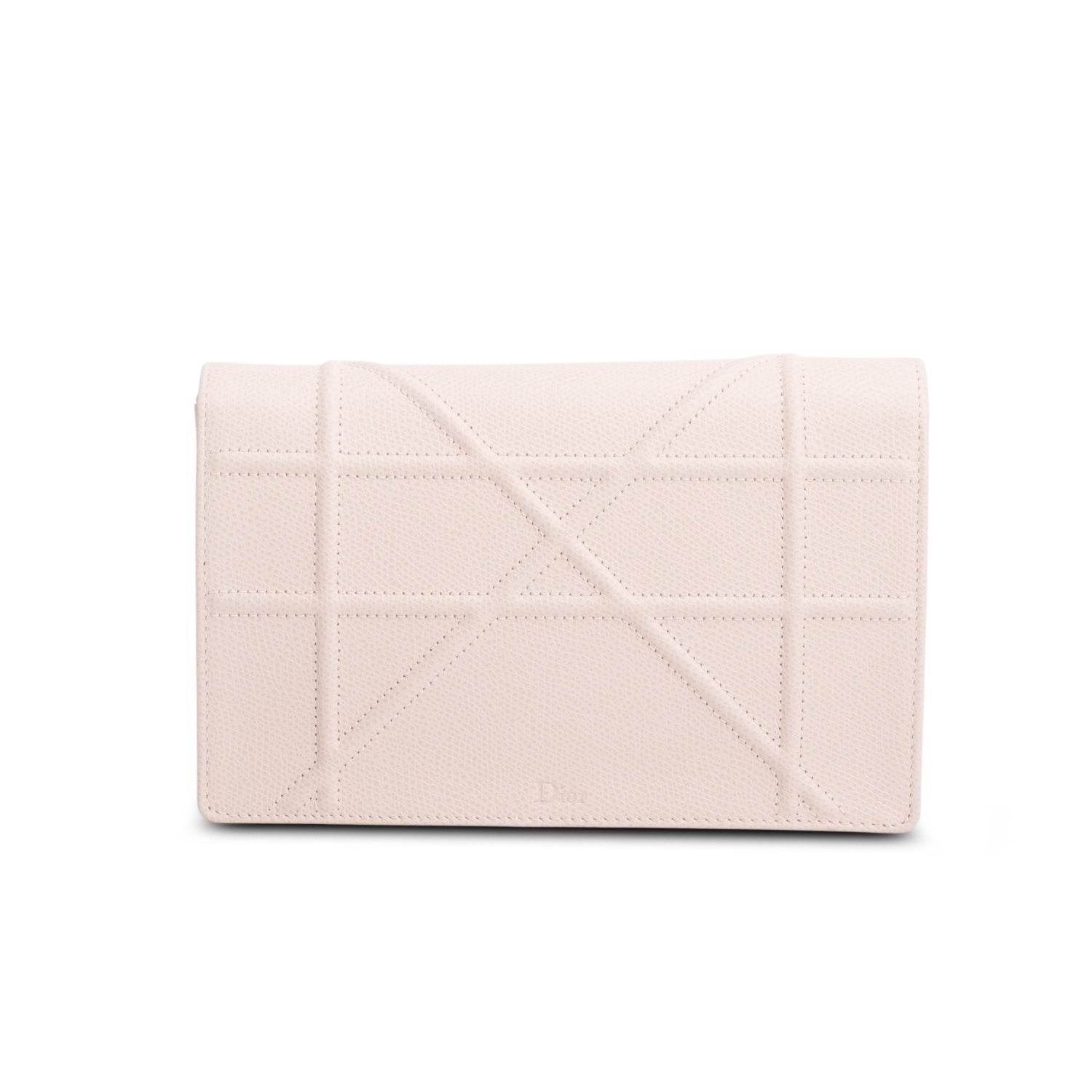 Christian Dior Pink Grained Calfskin Diorama Wallet on Chain