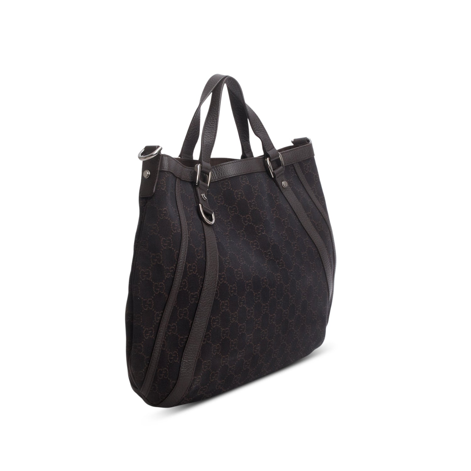 Gucci Black Monogram Medium Abbey Convertible Tote w/ Strap