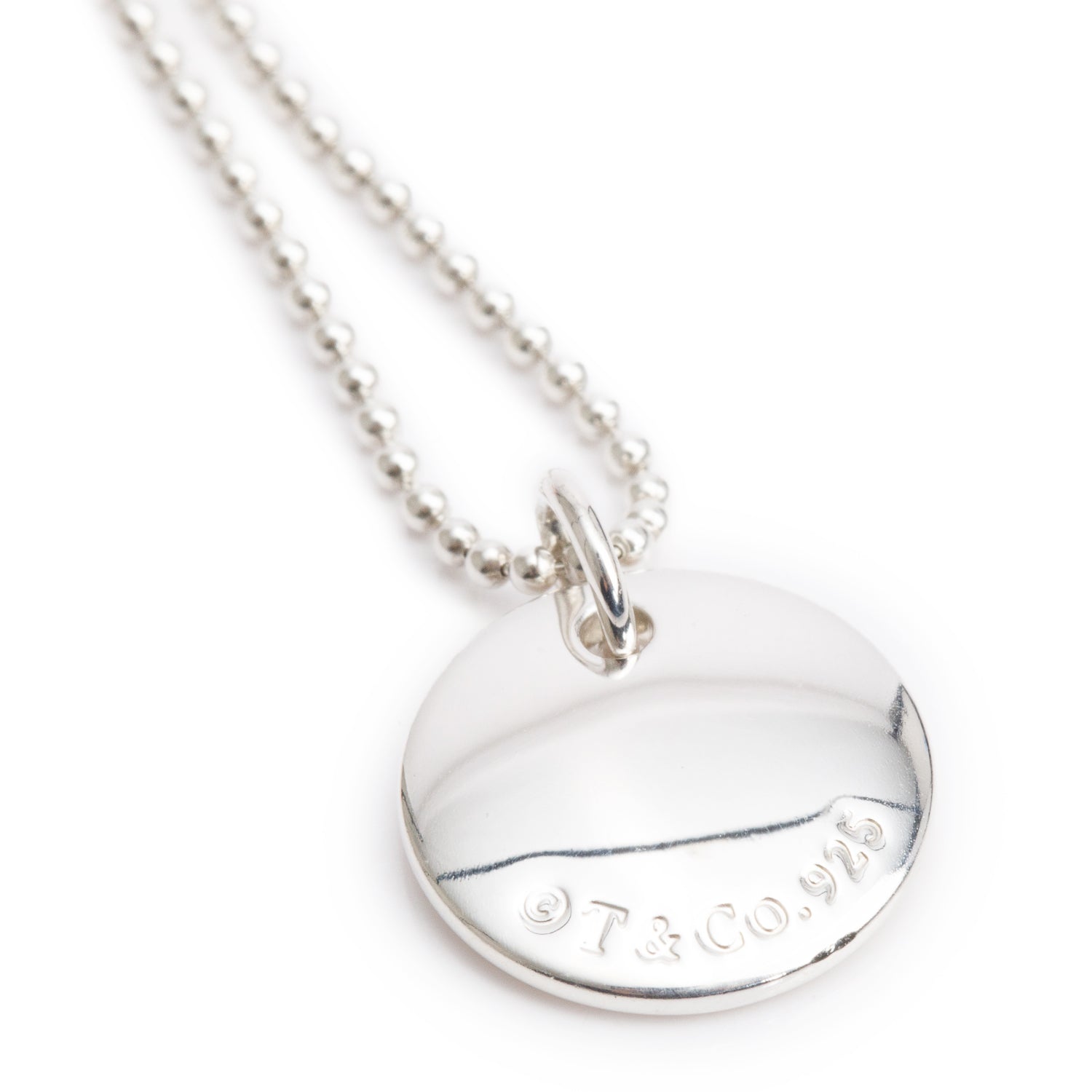 Tiffany & Co. Sterling Silver Notes Letter 'L' Disc Charm Pendant Necklace